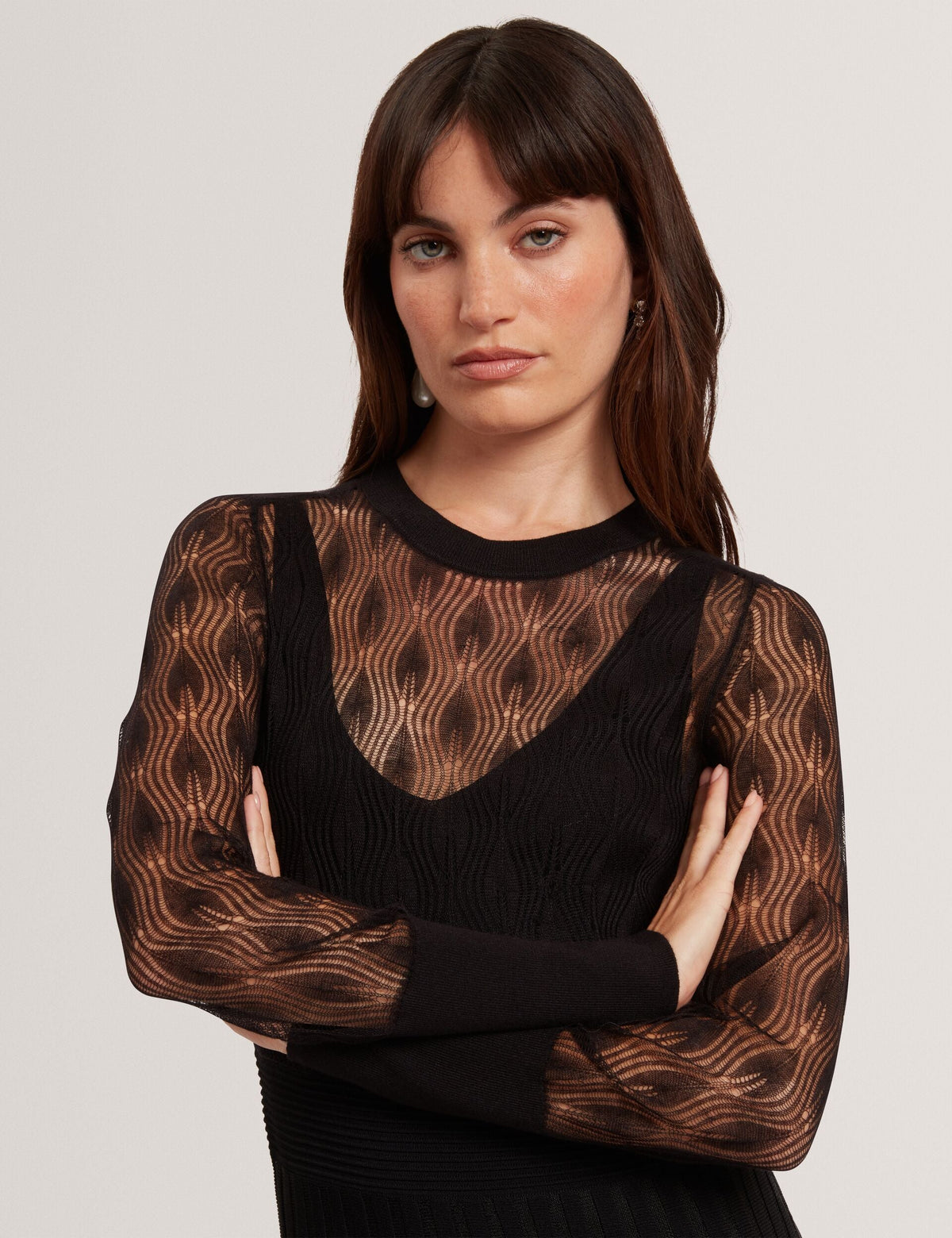 Ted Baker Tiimara Pointelle Knit Asymmetric Midi Dress Women's