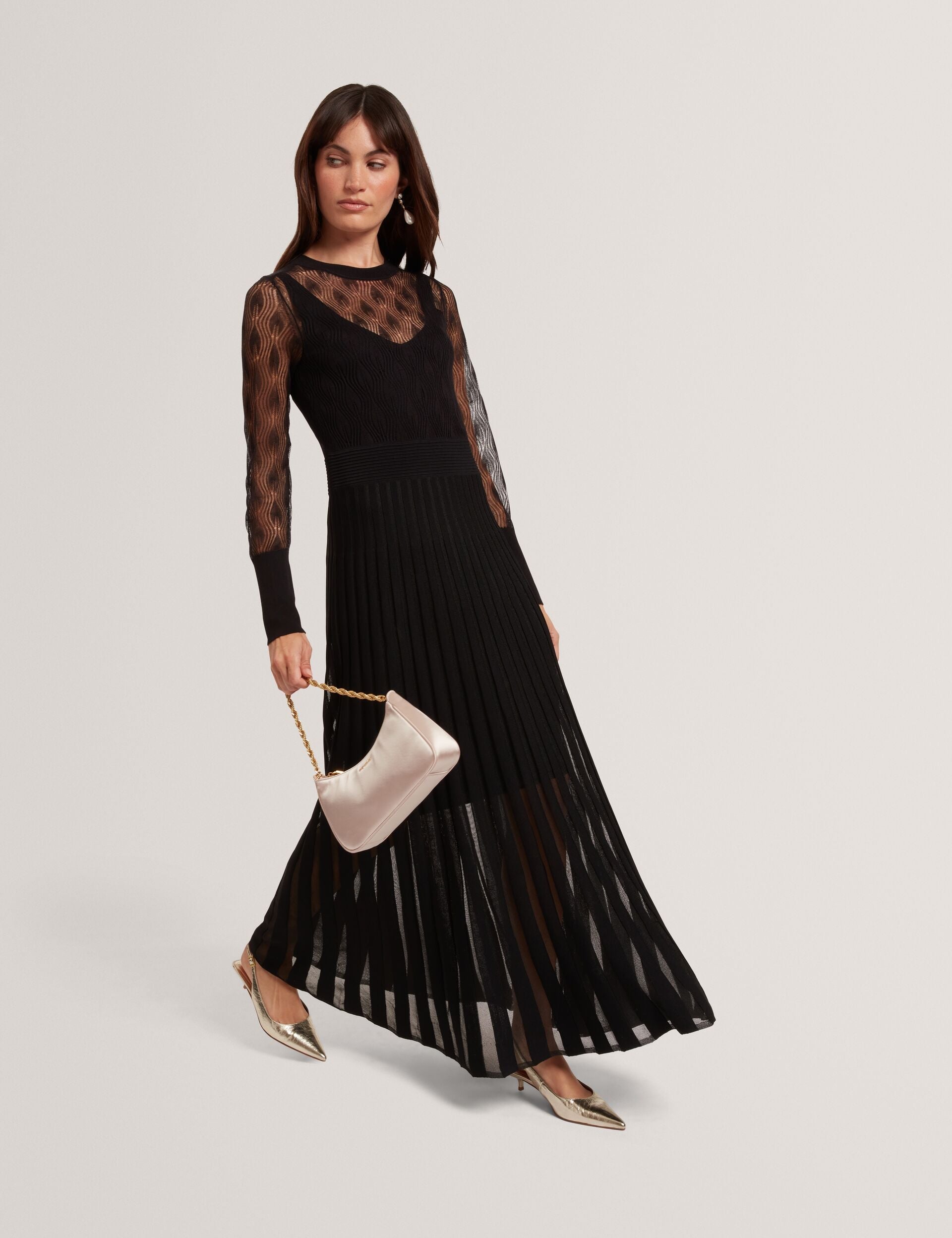 Ted Baker Tiimara Pointelle Knit Asymmetric Midi Dress Women's