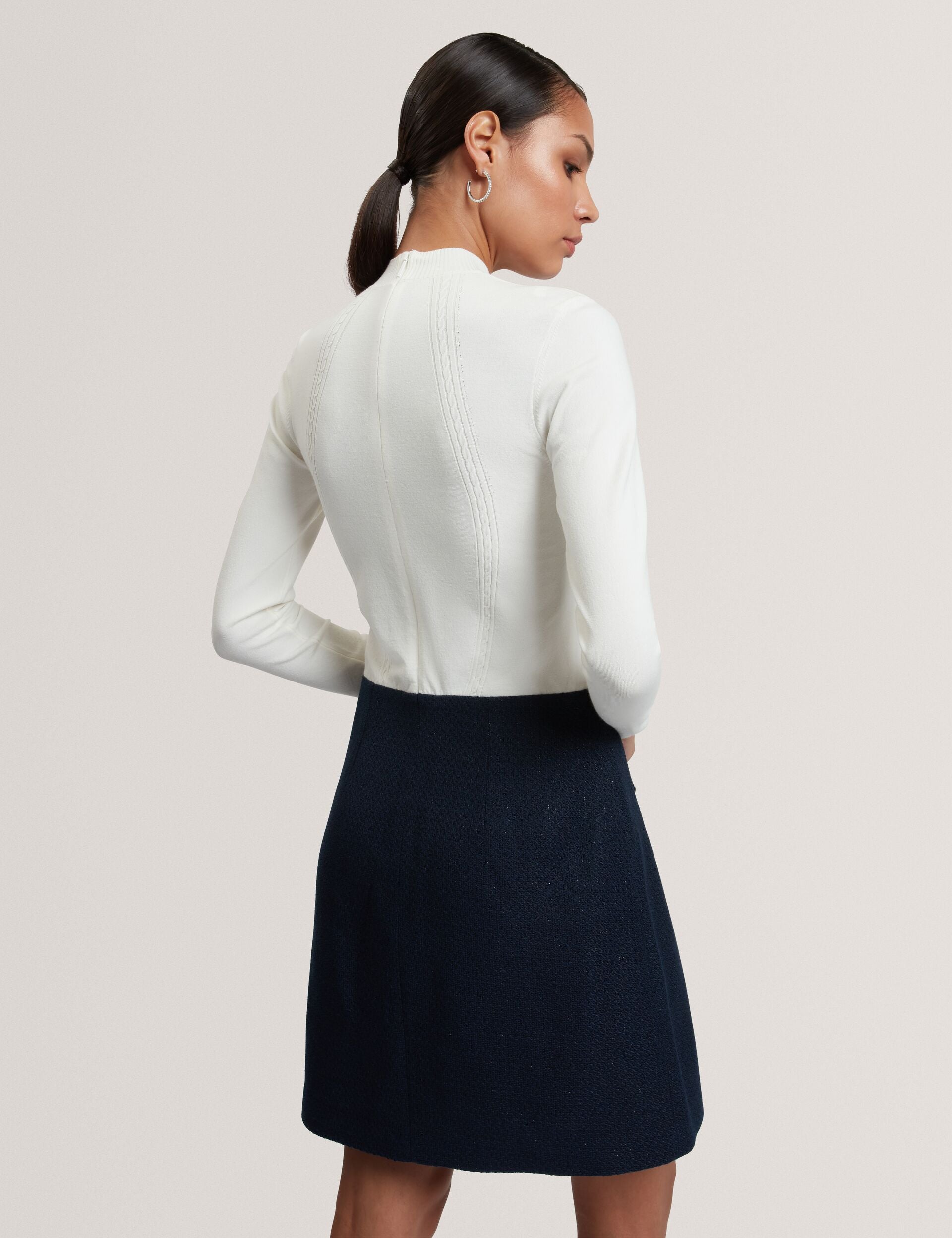 Ted Baker Floxam Long Sleeve Knit Top Boucle Mini Dress Women's