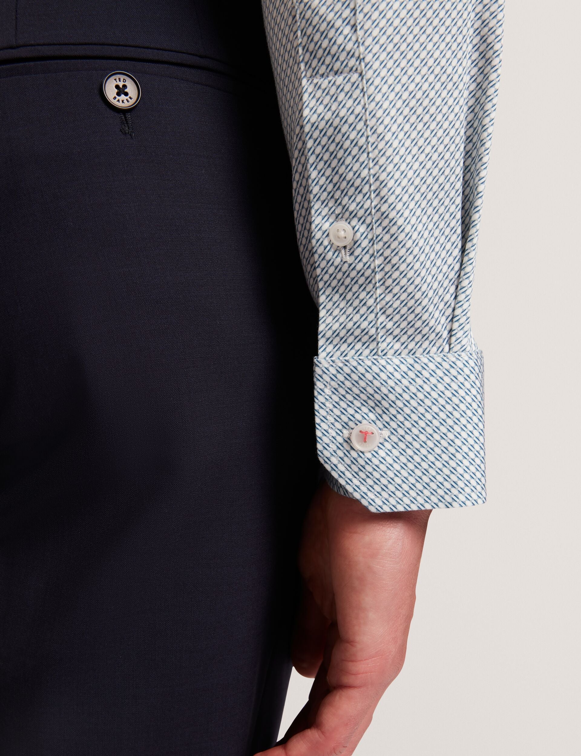 Ted Baker Olweno Micro Geo Print Long Sleeve Slim Shirt