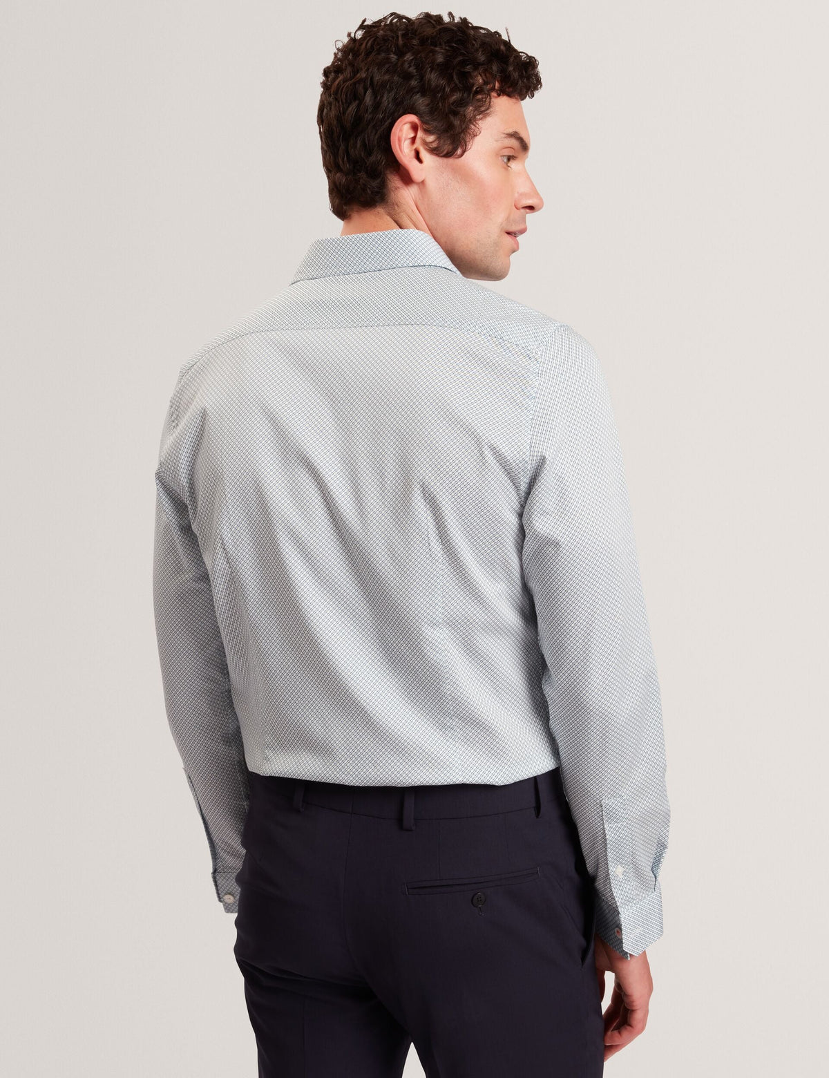 Ted Baker Olweno Micro Geo Print Long Sleeve Slim Shirt