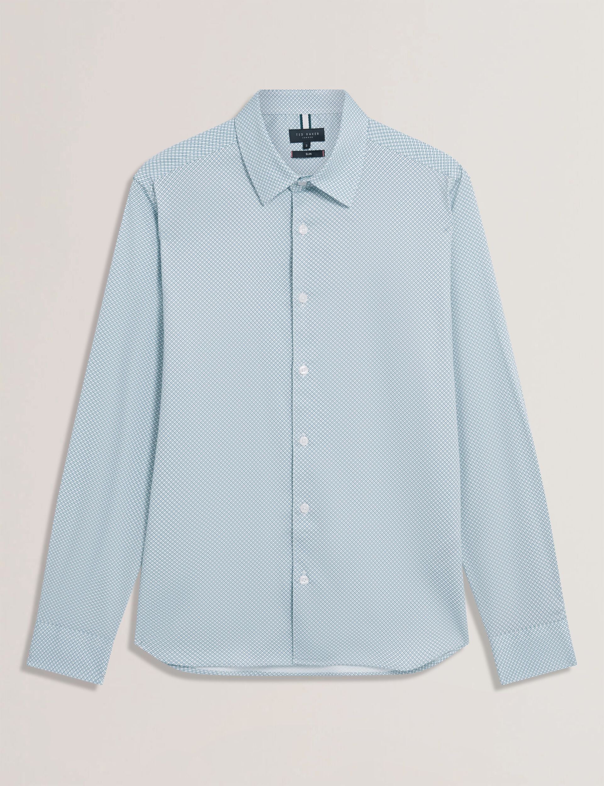 Ted Baker Olweno Micro Geo Print Long Sleeve Slim Shirt