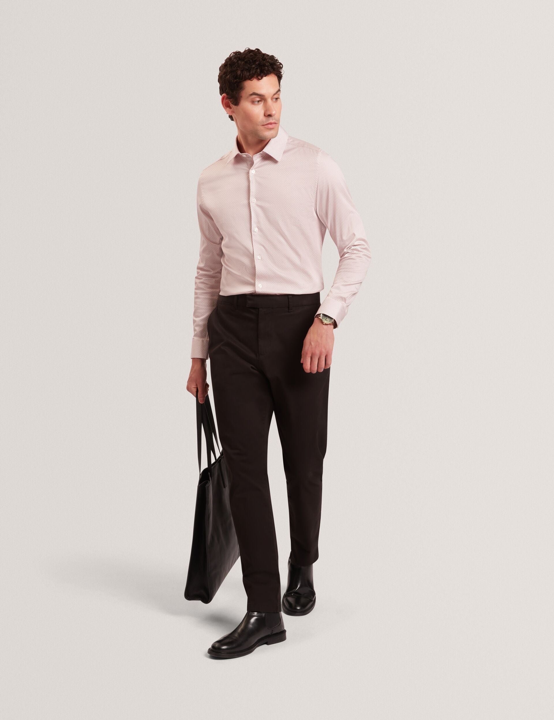 Ted Baker Olweno Micro Geo Print Long Sleeve Slim Shirt