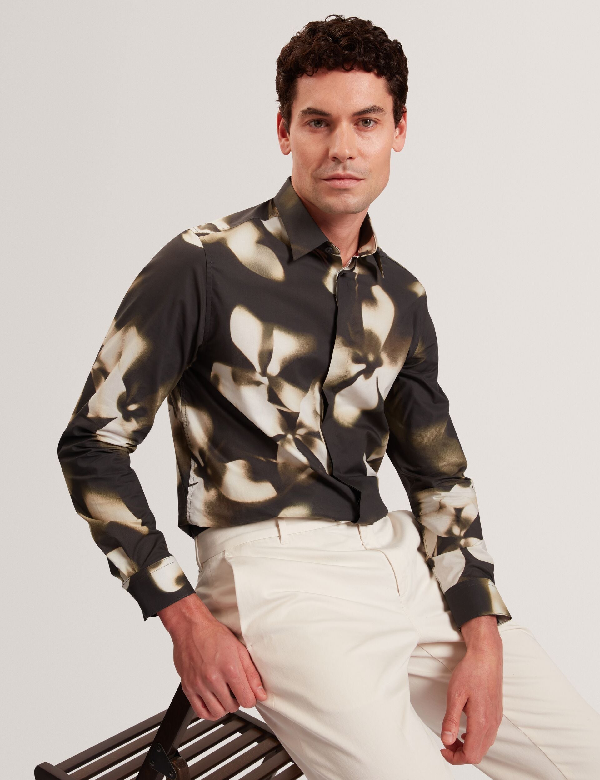 Ted Baker Wrenin Photographic Floral Print Long Sleeve Shirt