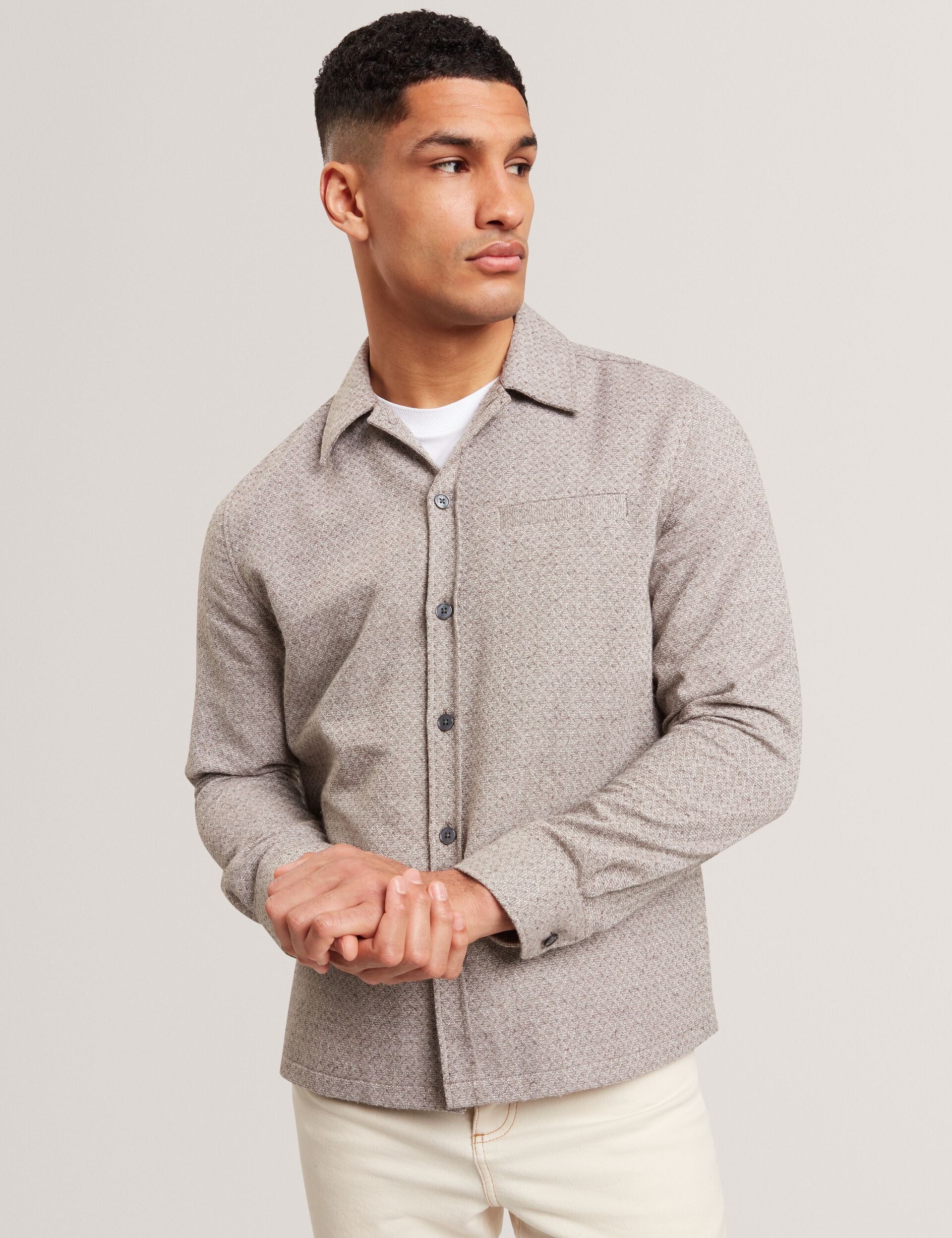 Ted Baker Rynel Textured Weave Long Sleeve Overshirt