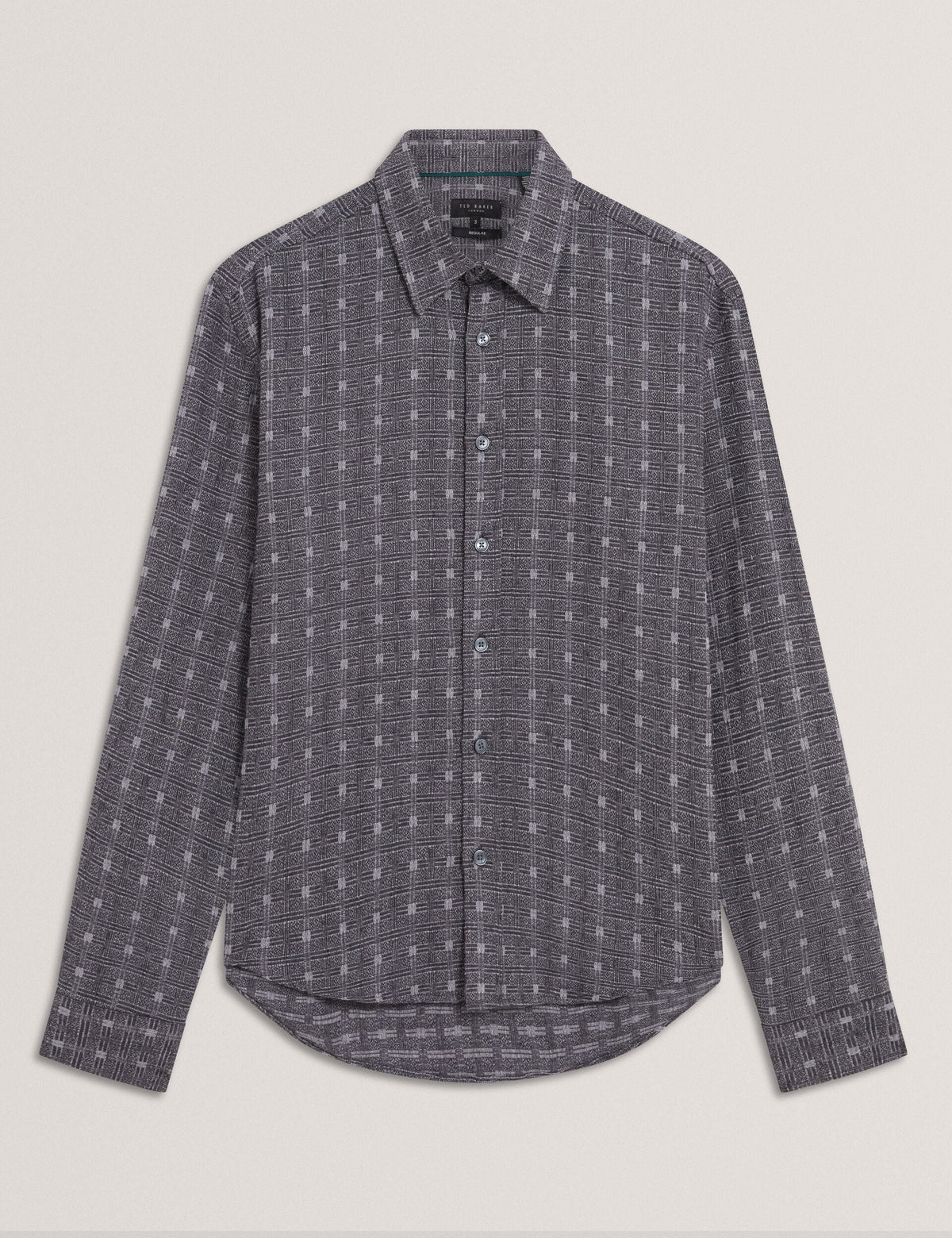Ted Baker Vyser Jacquard Check Woven Long Sleeve Shirt