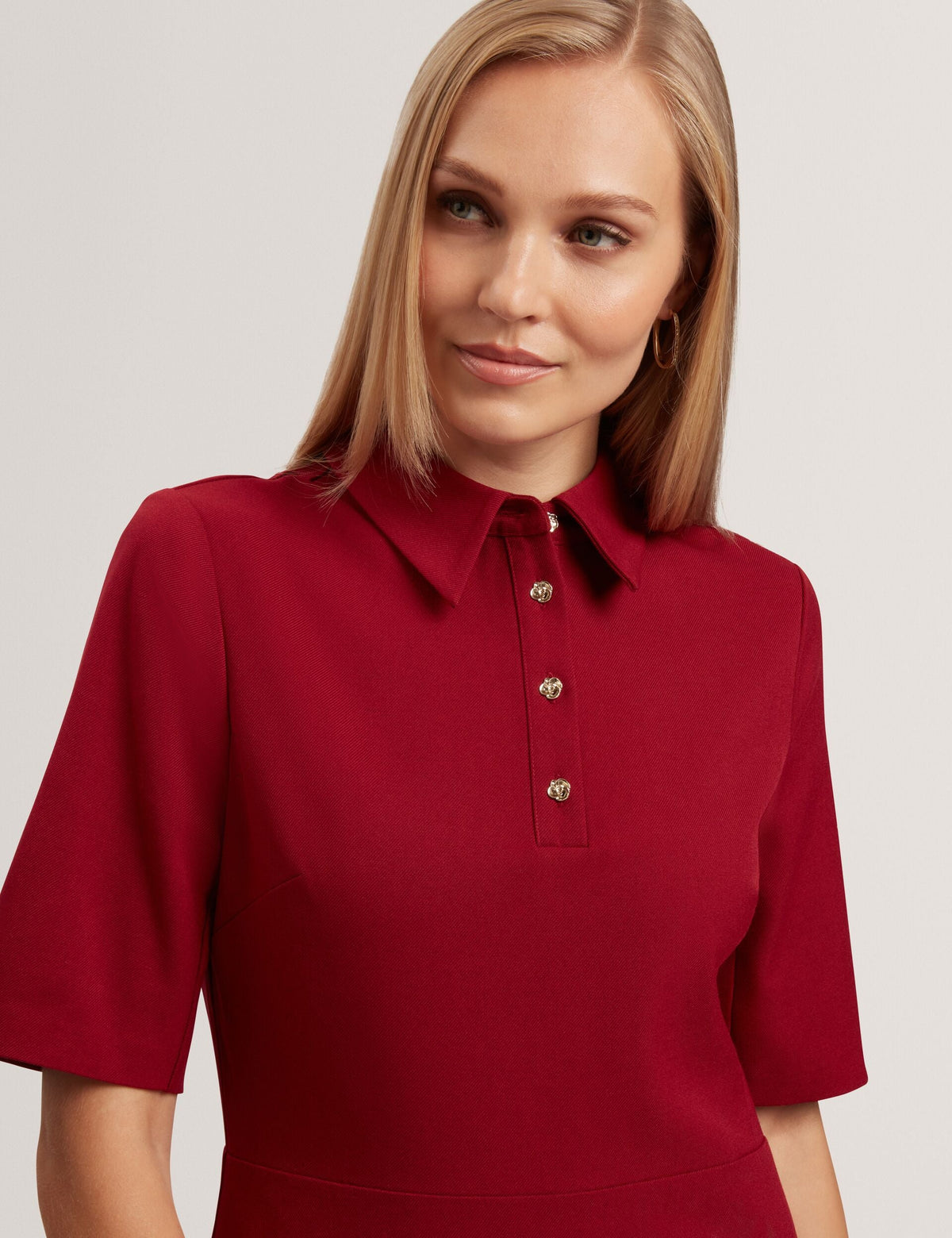 Ted Baker Larosa Button Front Twill Midi Shirt Dress Women's