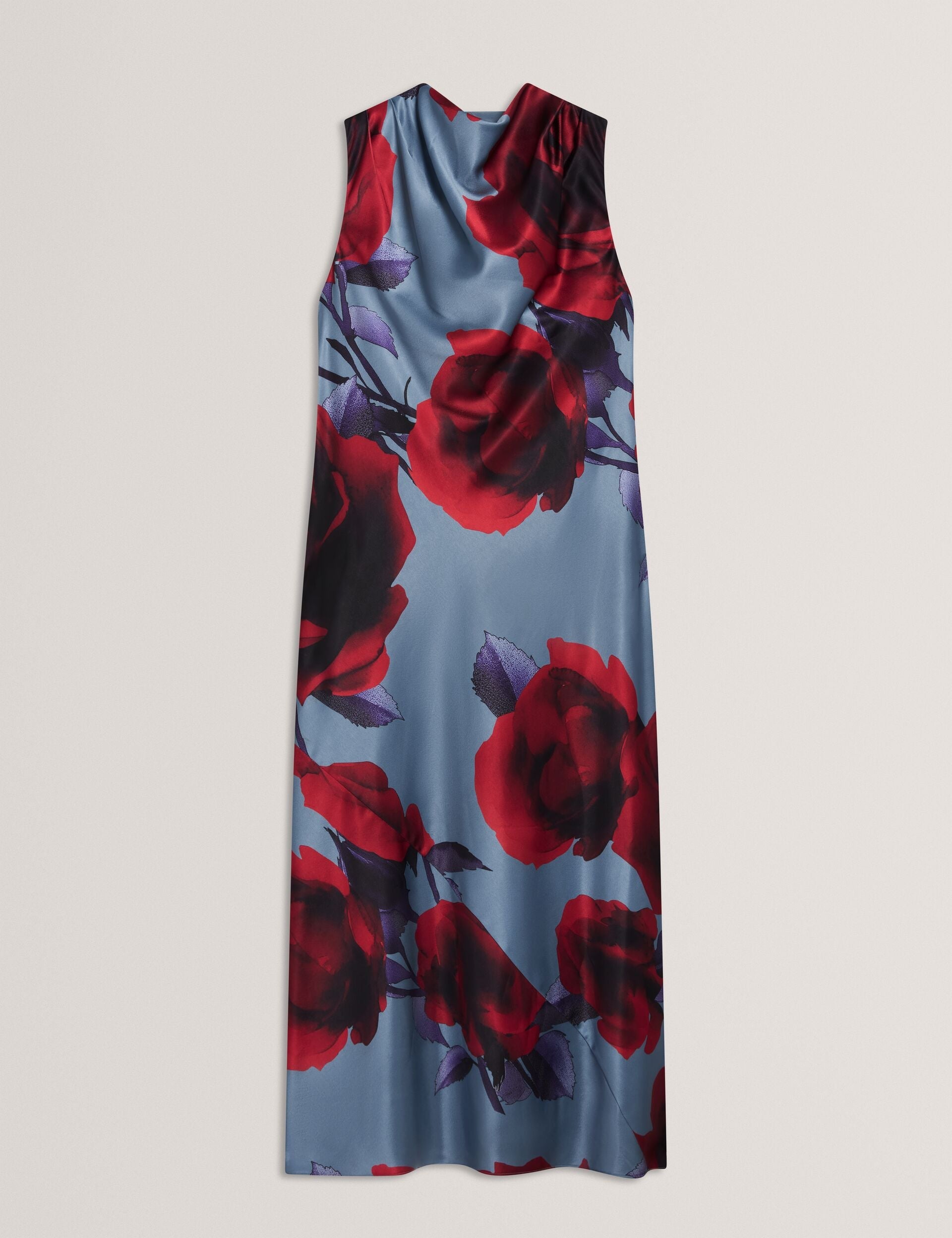 Ted Baker Harrlia Rose Print Satin Sleeveless Midi Dress Women's