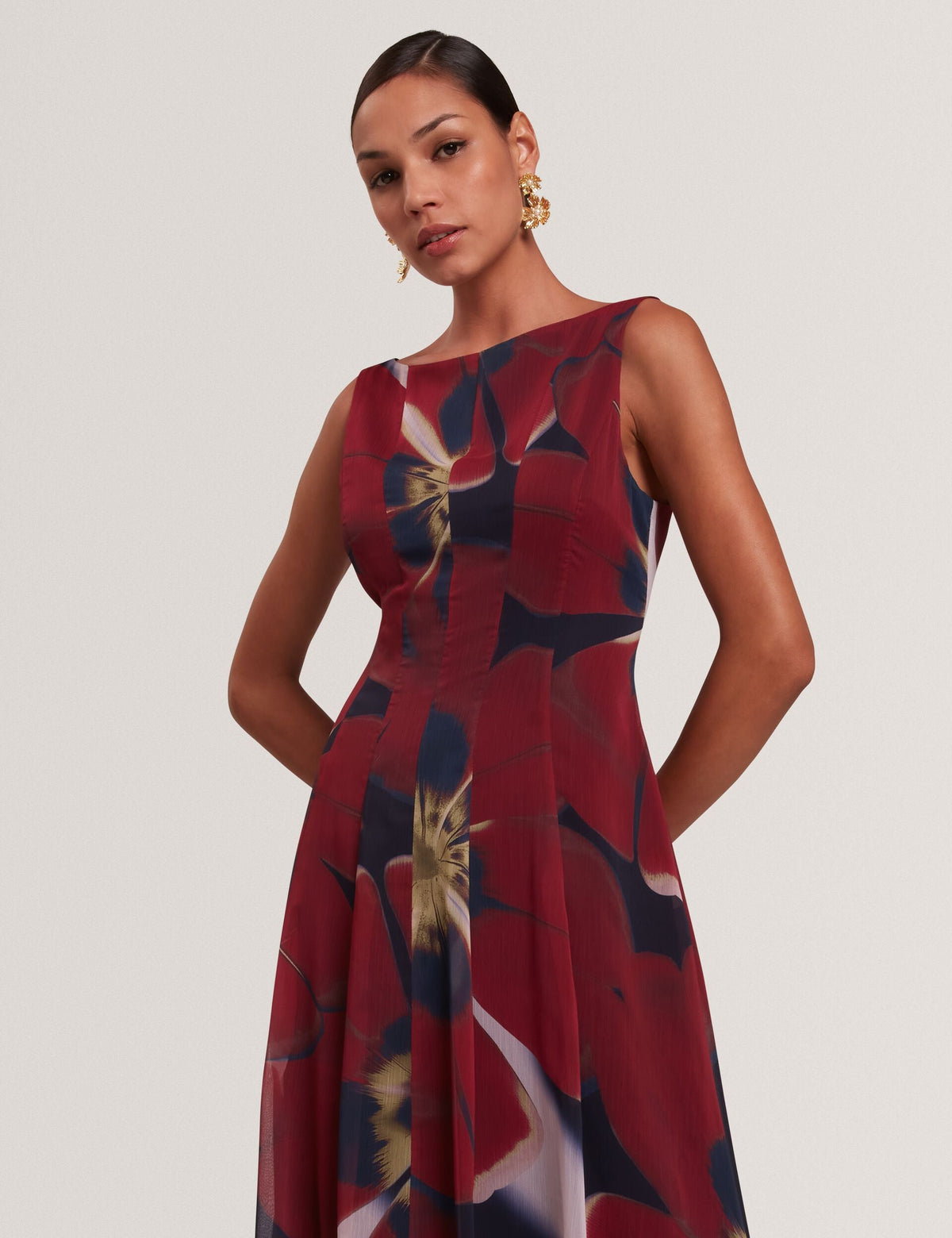 Ted Baker Laynia Red Blooms Bubble Hem Midaxi Dress Women's