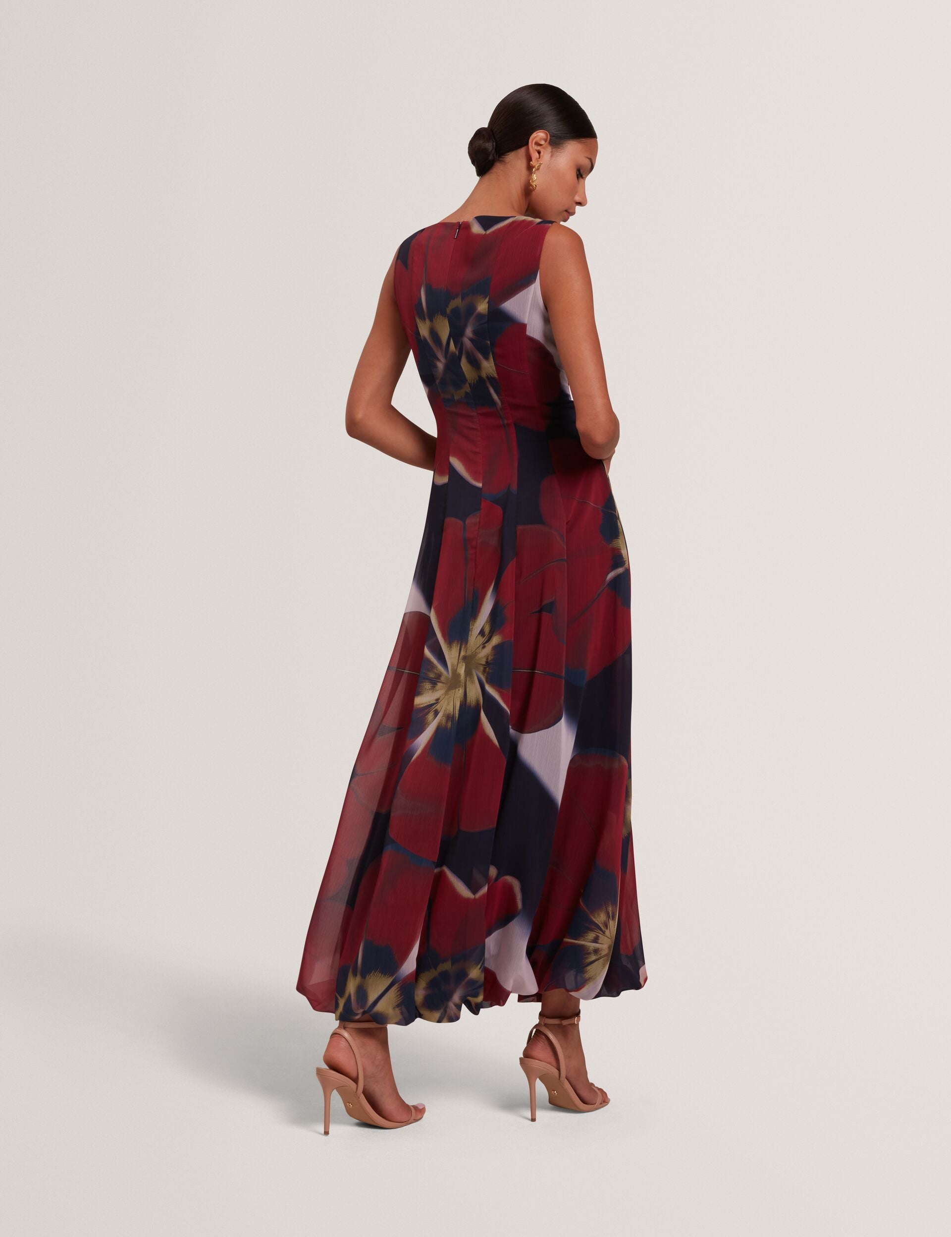Ted Baker Laynia Red Blooms Bubble Hem Midaxi Dress Women's