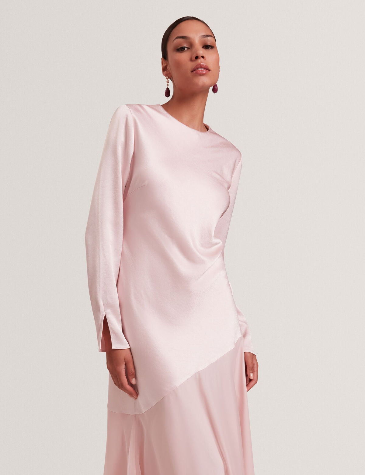 Ted Baker Shkye Satin Long Sleeve Maxi Dress With Chiffon Hem Women's