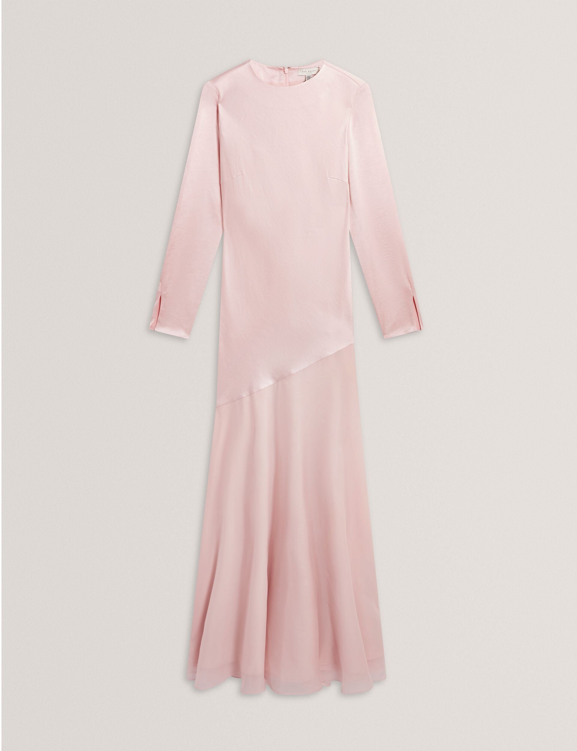 Ted Baker Shkye Satin Long Sleeve Maxi Dress With Chiffon Hem Women's