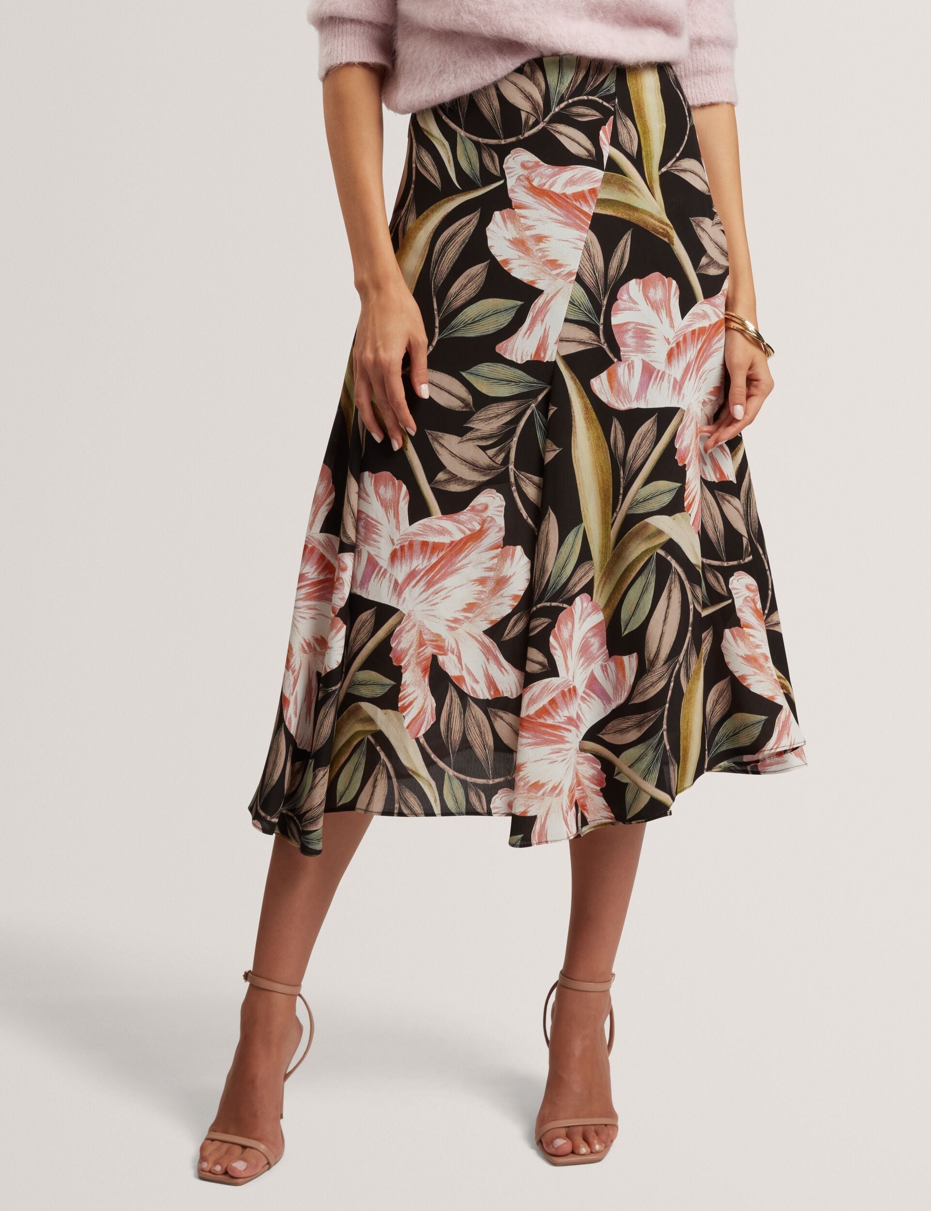 Ted Baker Ehmili Tulip Print Godet Asymmetric Midi Skirt Women's