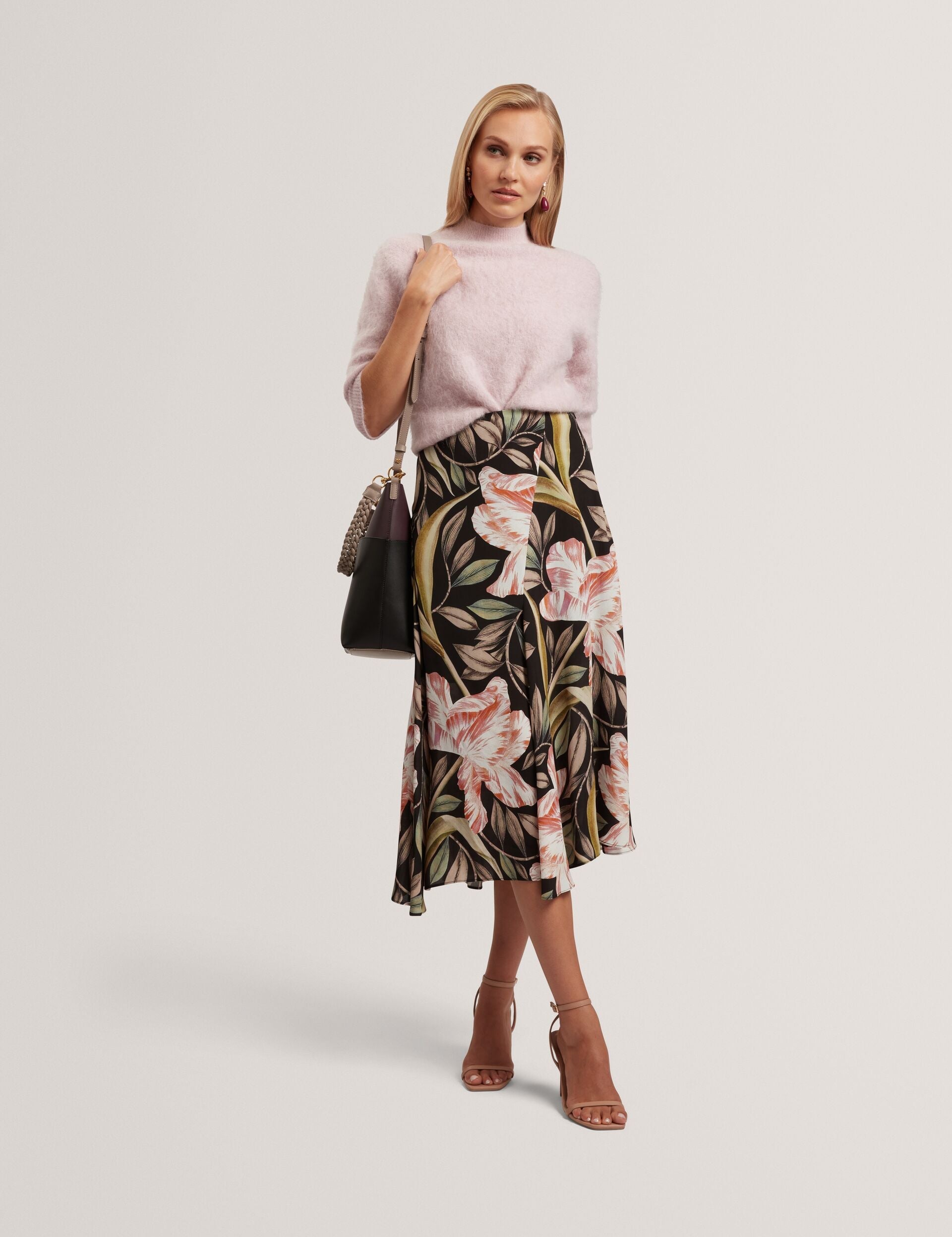 Ted Baker Ehmili Tulip Print Godet Asymmetric Midi Skirt Women's