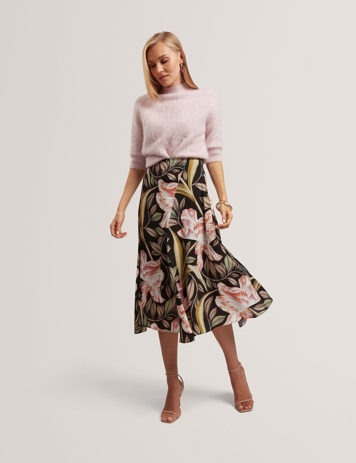 Ted Baker Ehmili Tulip Print Godet Asymmetric Midi Skirt Women's