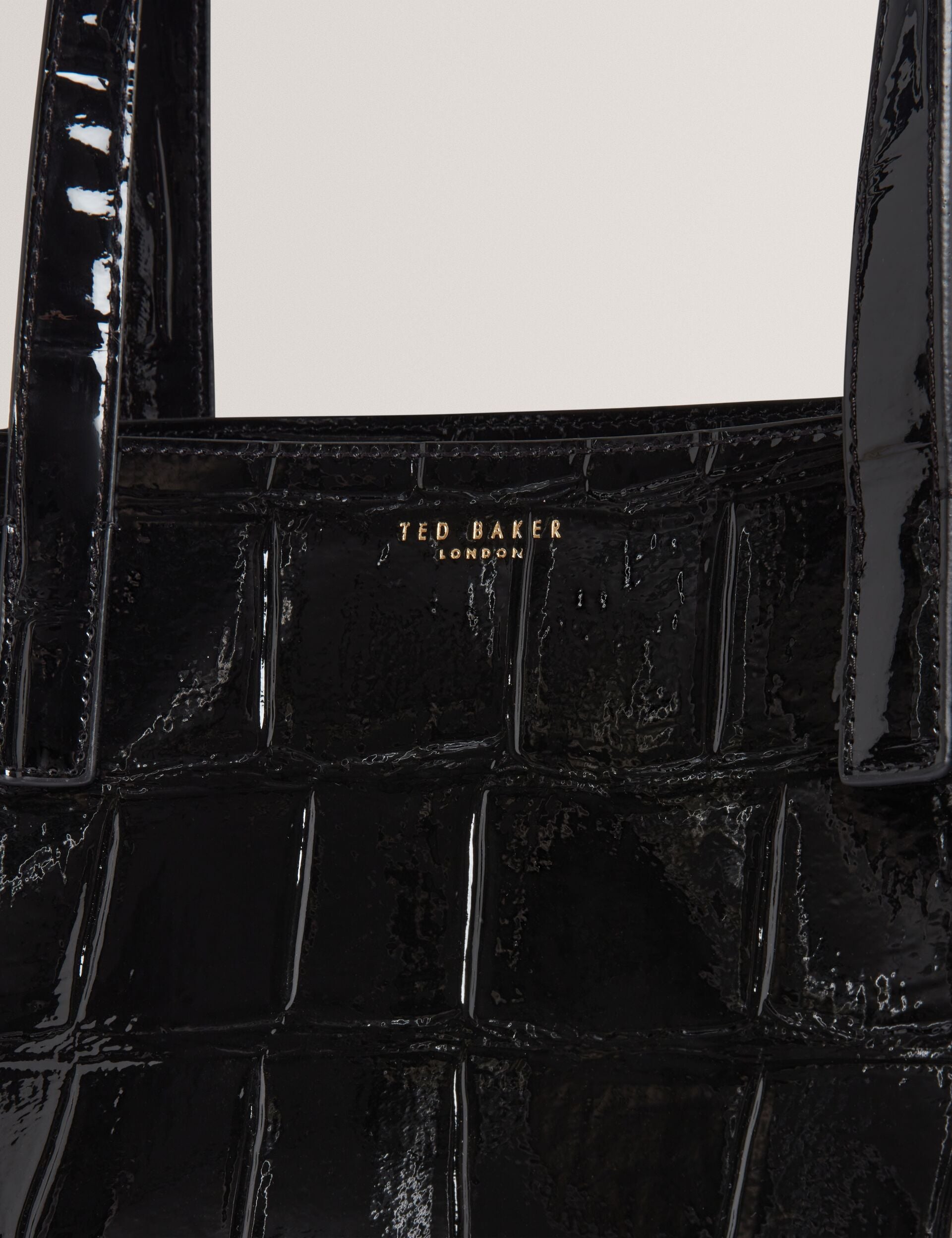 Ted Baker Welona Patent Croc Elongated Icon Tote Bag In Black Women's