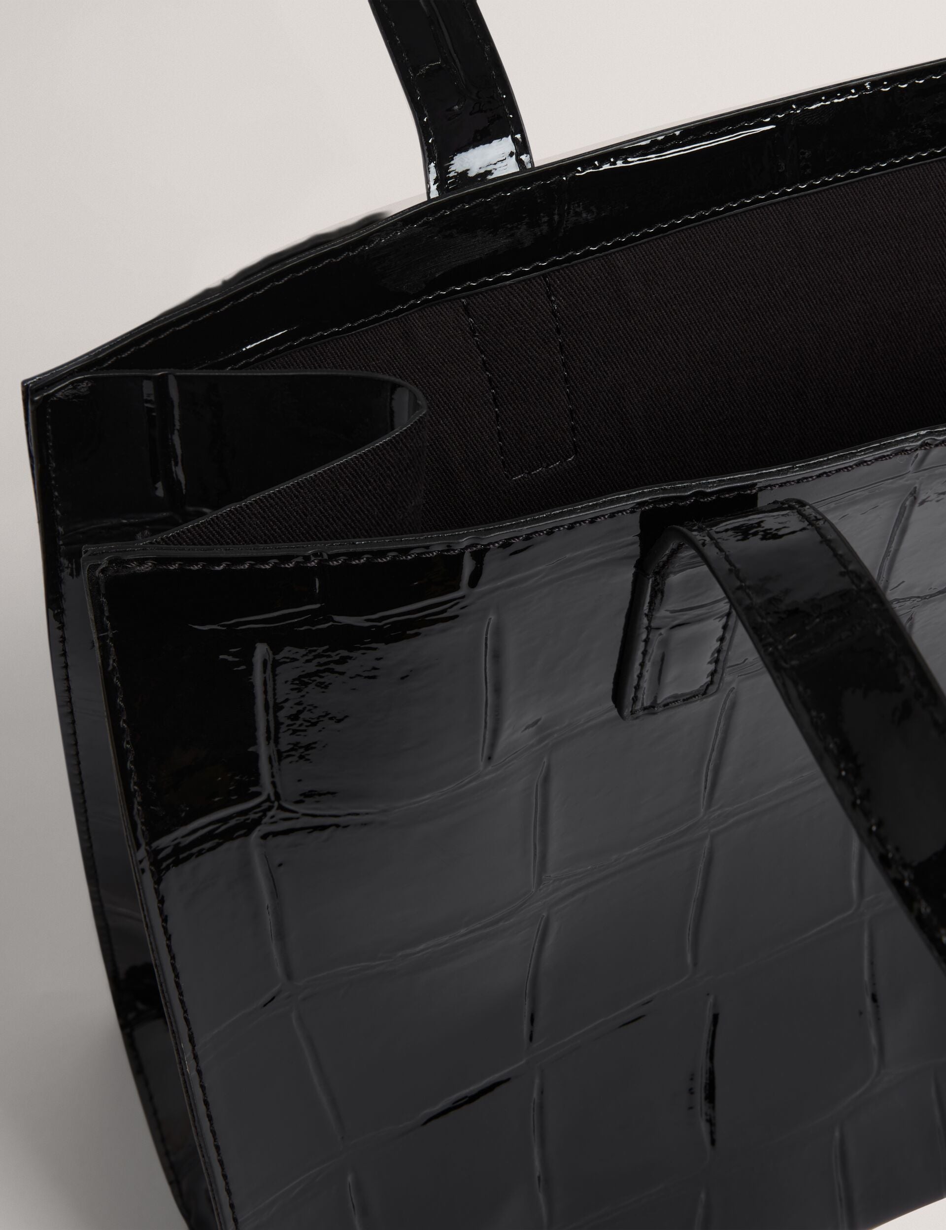 Ted Baker Welona Patent Croc Elongated Icon Tote Bag In Black Women's