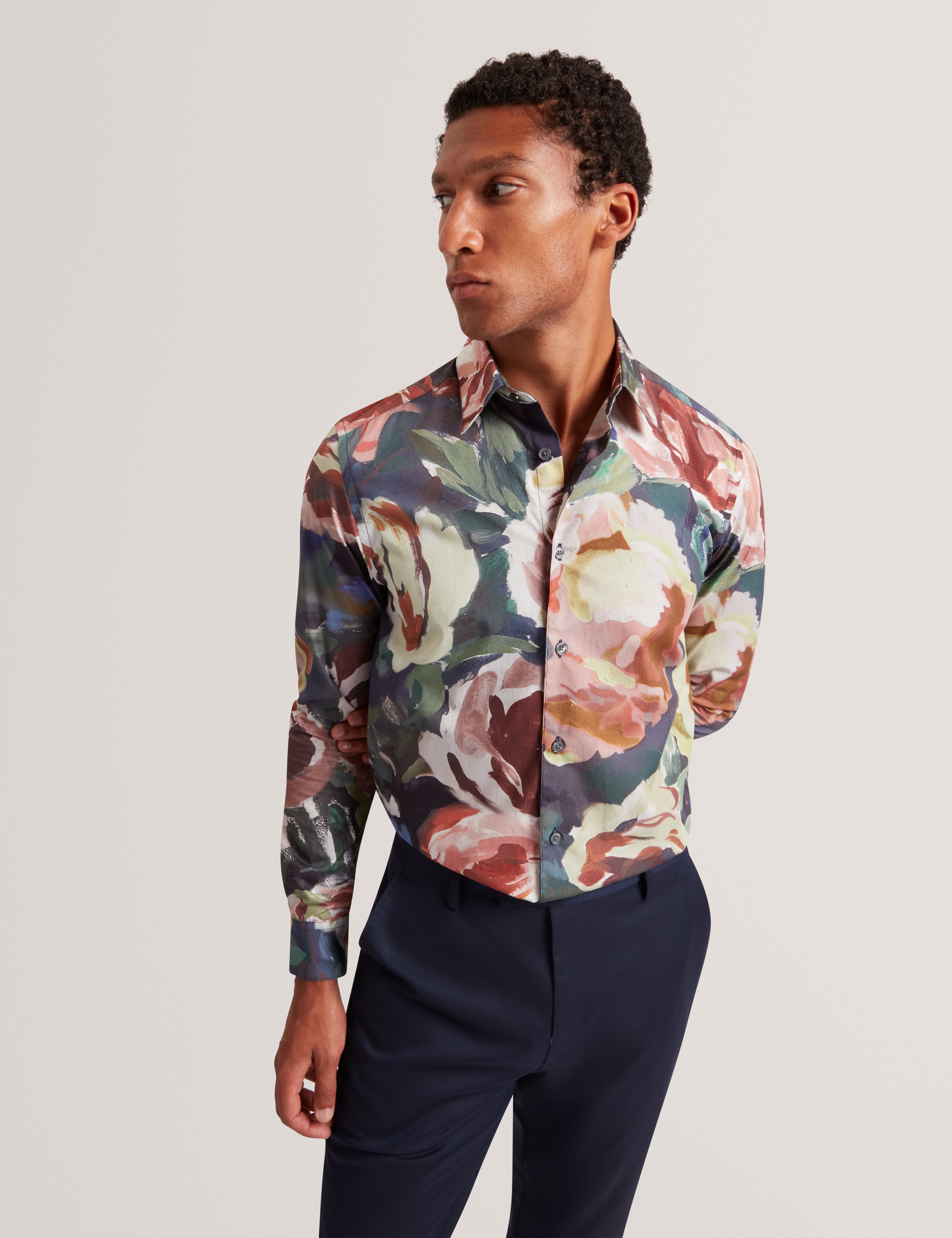 Ted Baker Brynhil Painted Blooms Pure Cotton Shirt