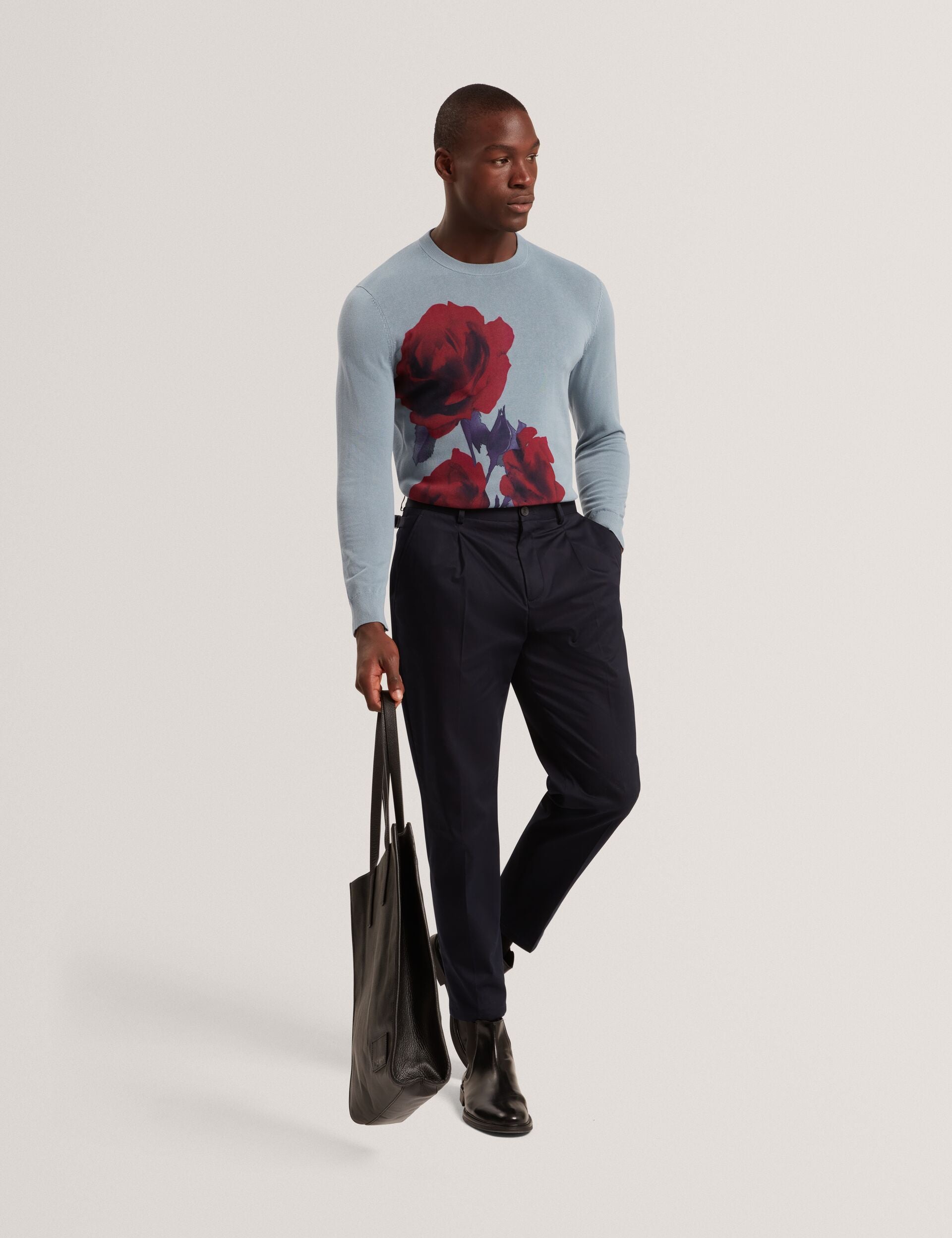 Ted Baker Thalio Rose Graphic Fine Knit Crew Neck Jumper