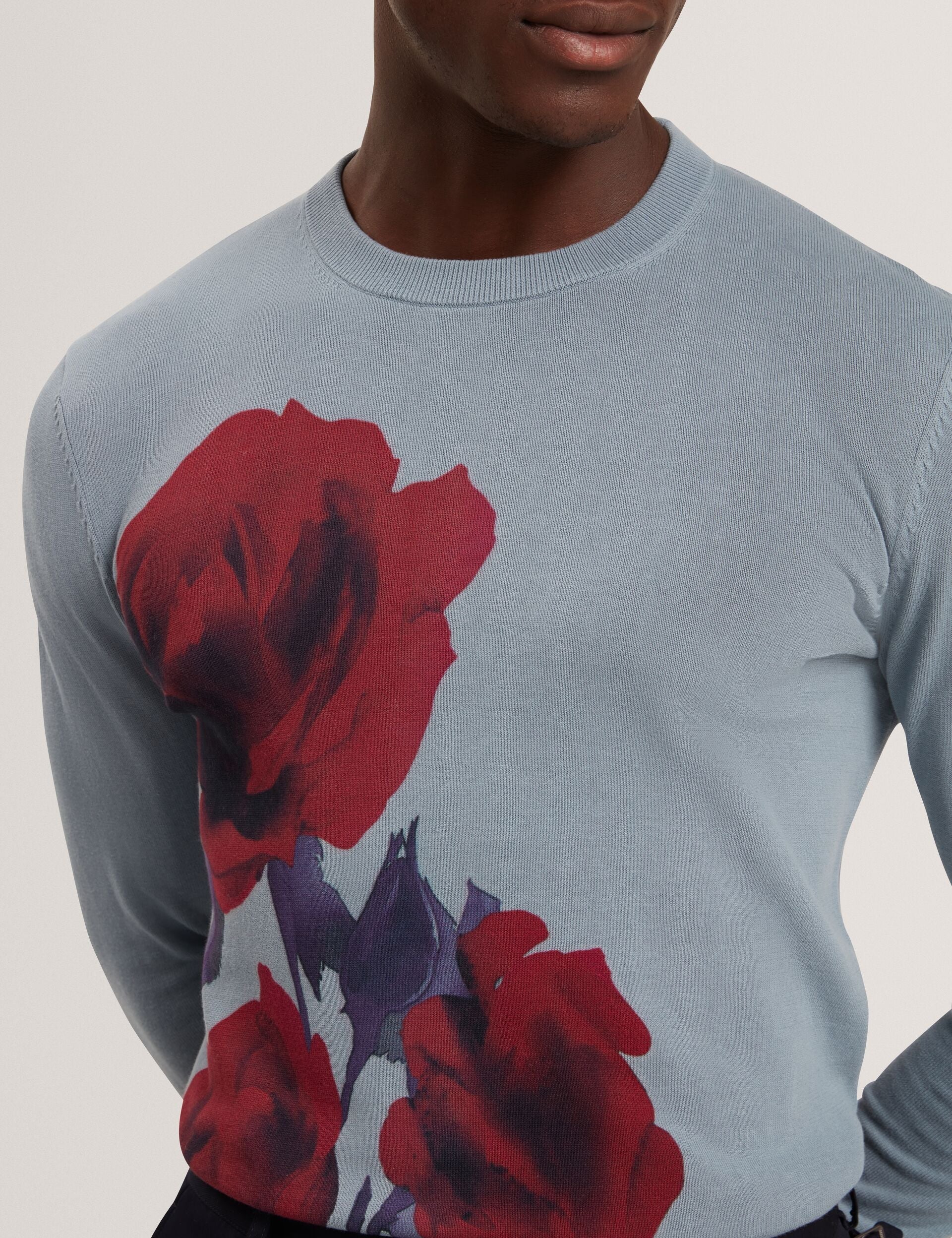 Ted Baker Thalio Rose Graphic Fine Knit Crew Neck Jumper