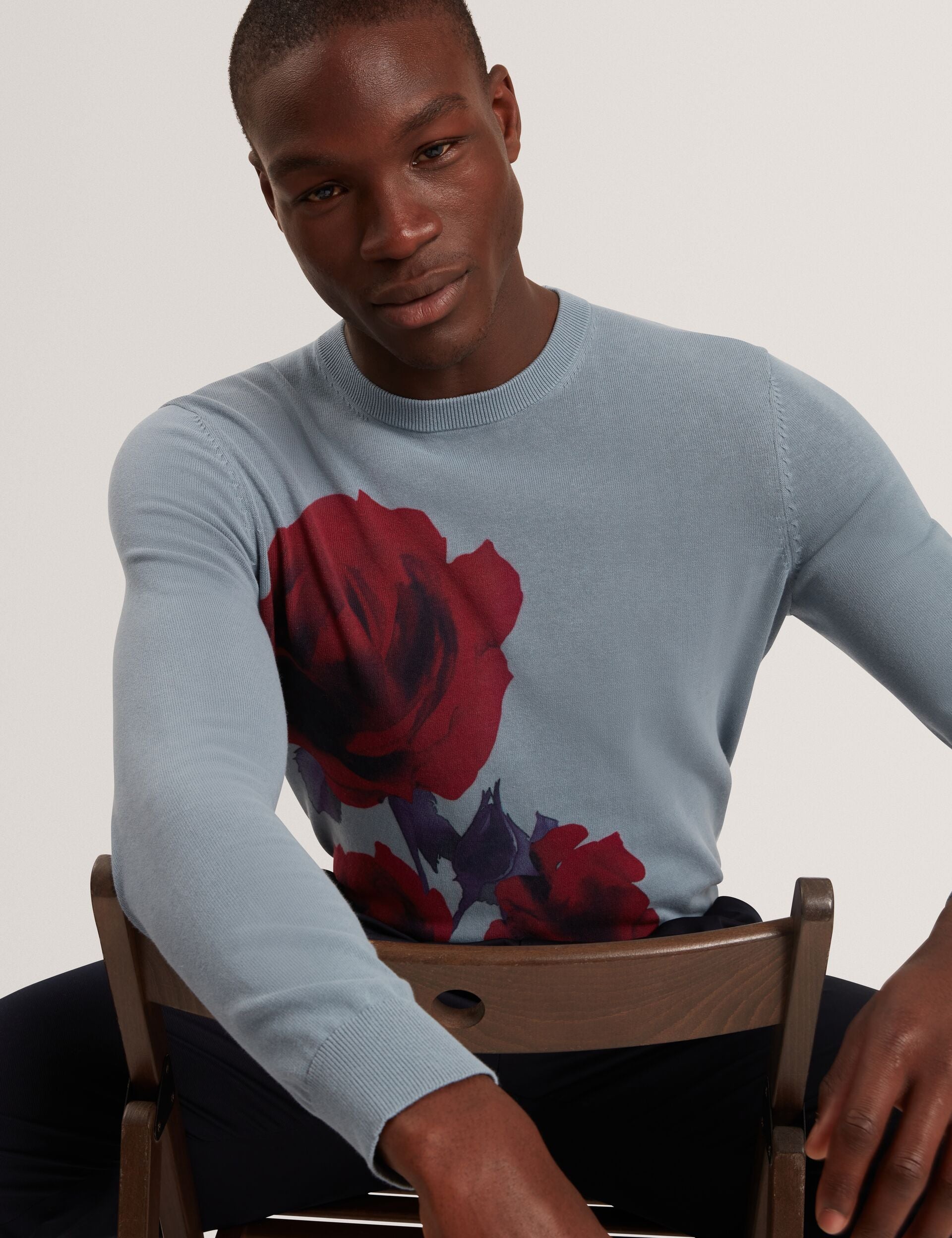 Ted Baker Thalio Rose Graphic Fine Knit Crew Neck Jumper