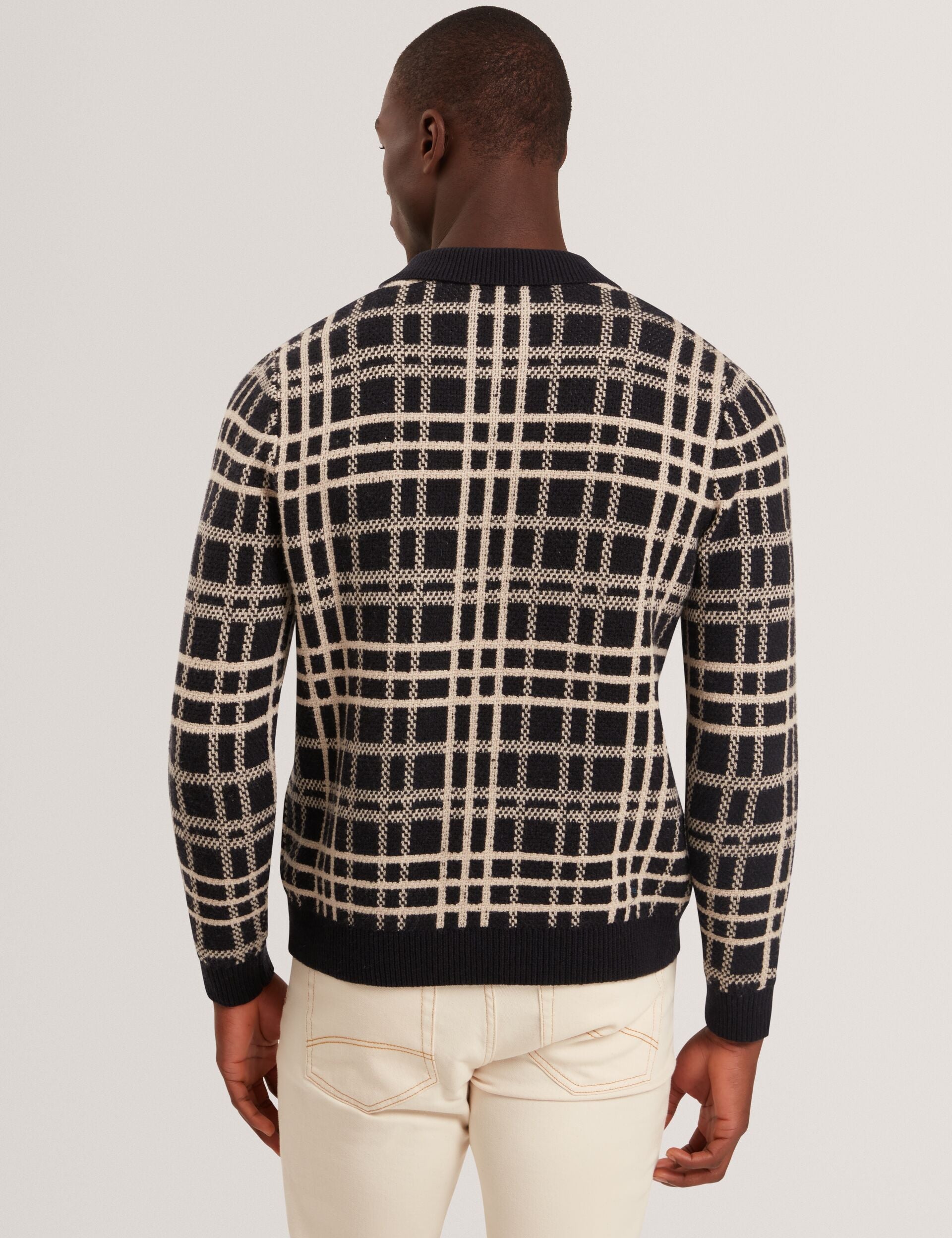 Ted Baker Jovien Check Print Buttonthrough Knit Polo