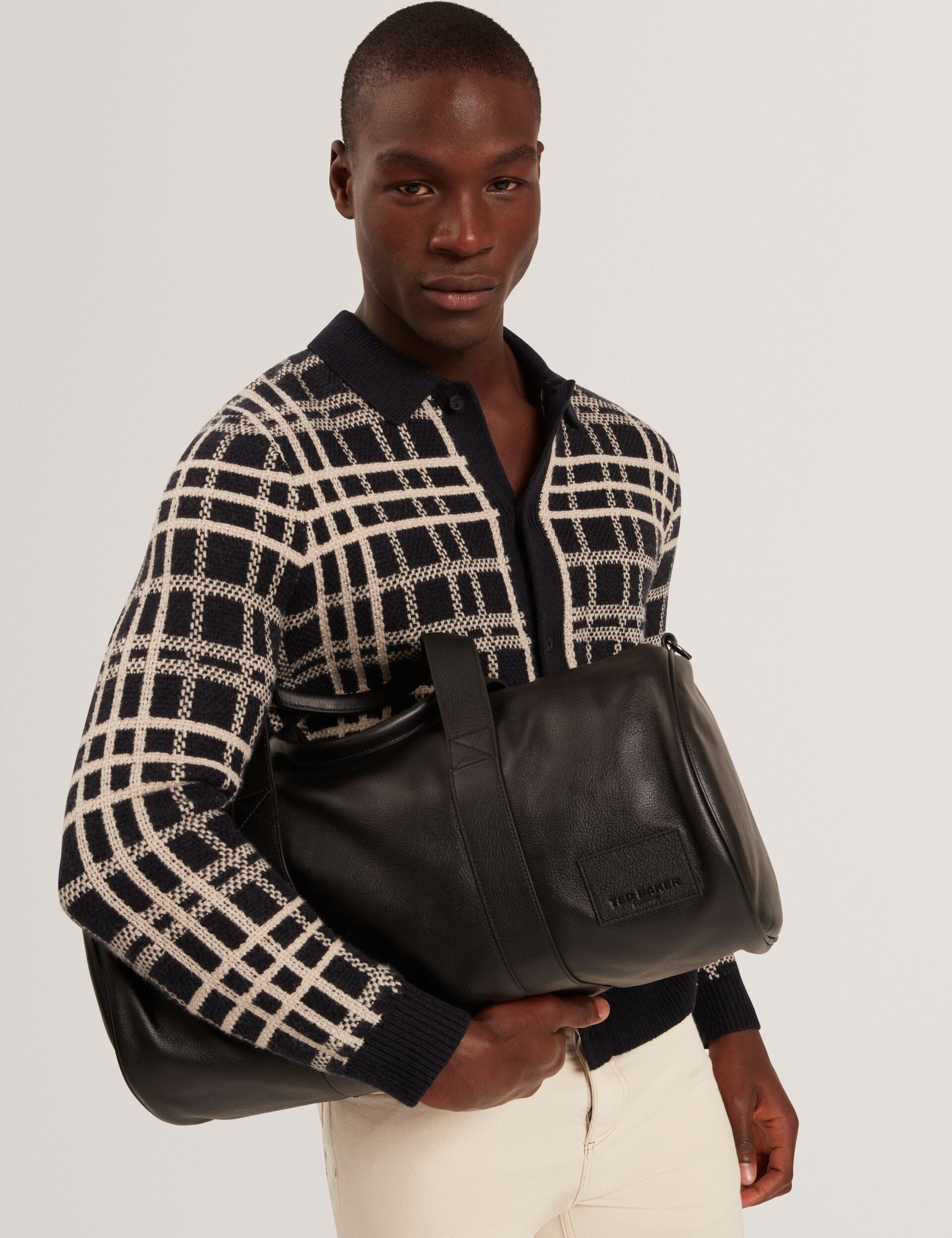 Ted Baker Jovien Check Print Buttonthrough Knit Polo