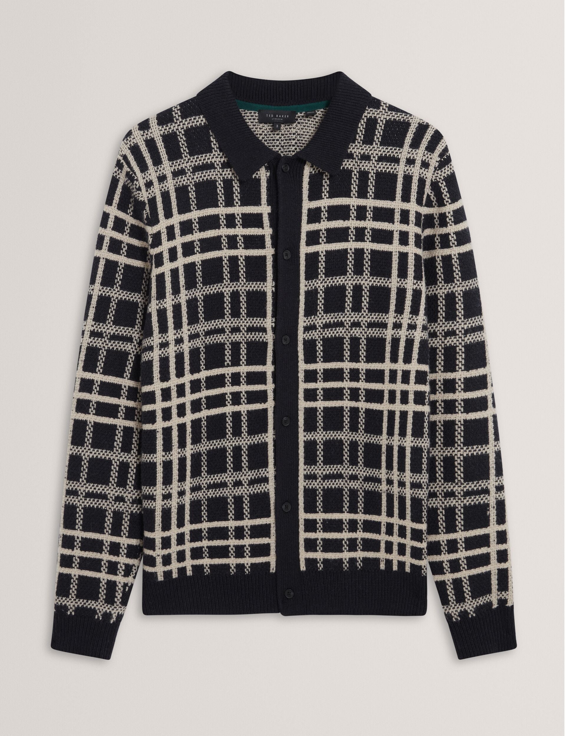 Ted Baker Jovien Check Print Buttonthrough Knit Polo