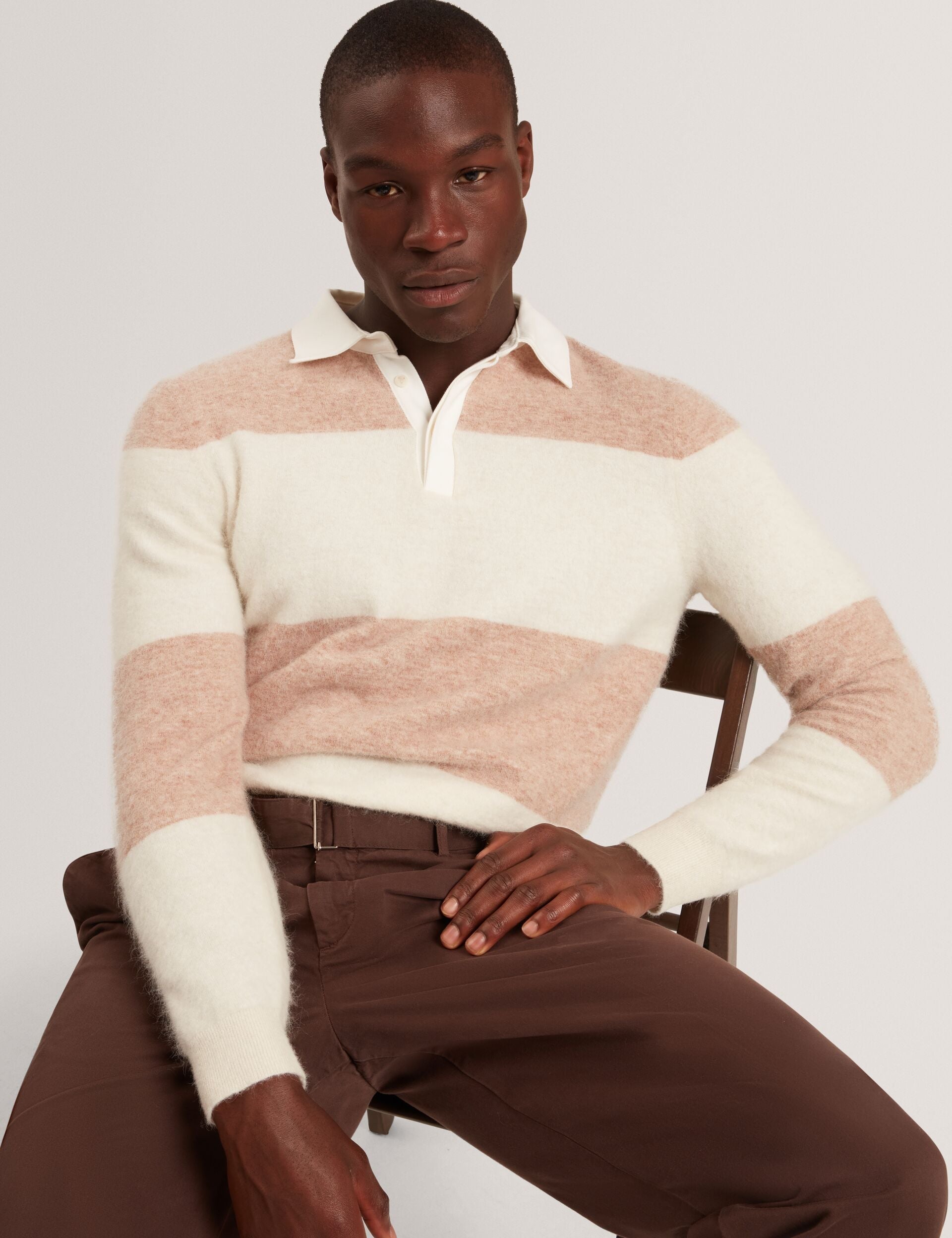 Ted Baker Solaran Alpaca Wool Block Stripe Rugby Shirt