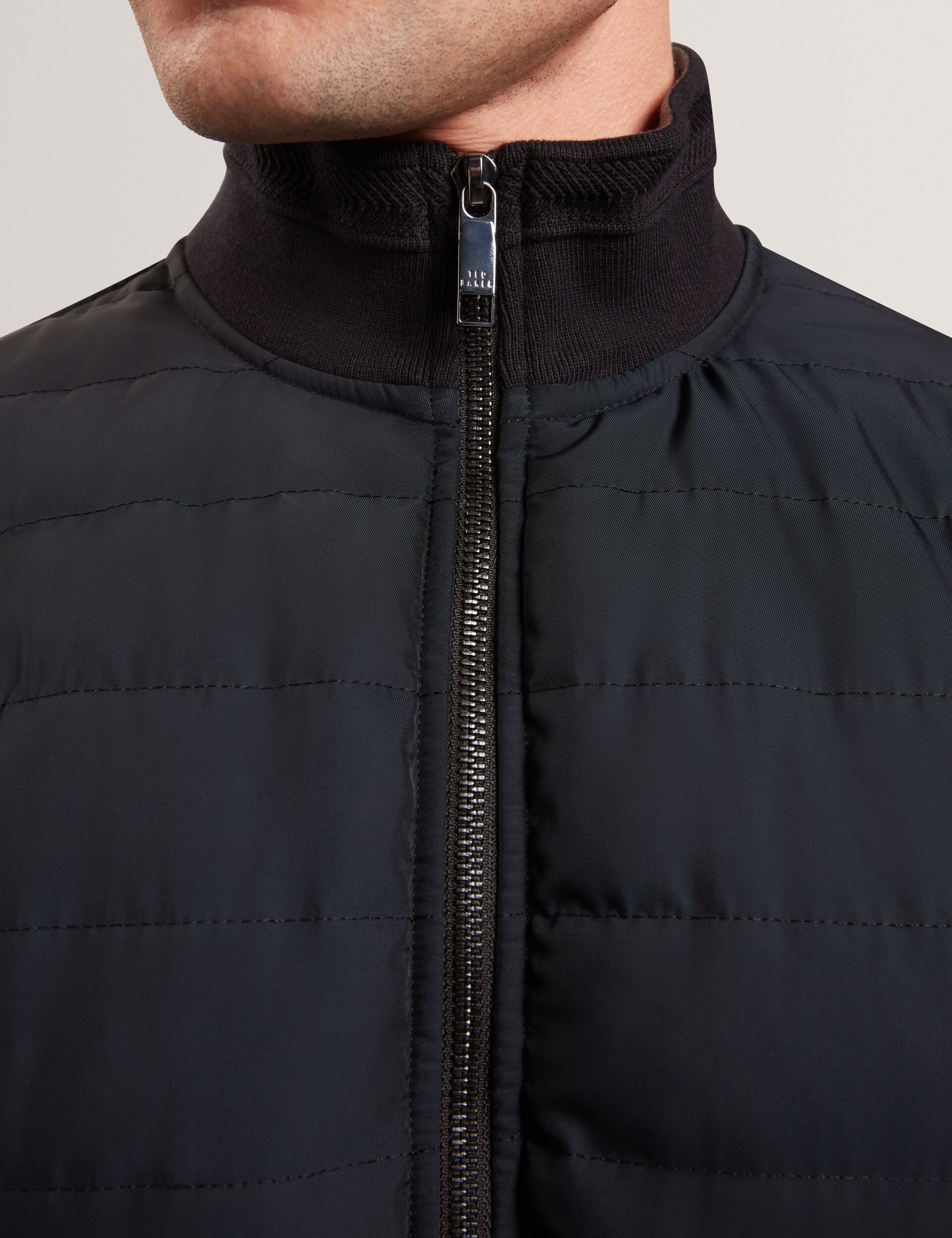 Ted Baker Durano Quilted Front Zipthrough Knit Jacket