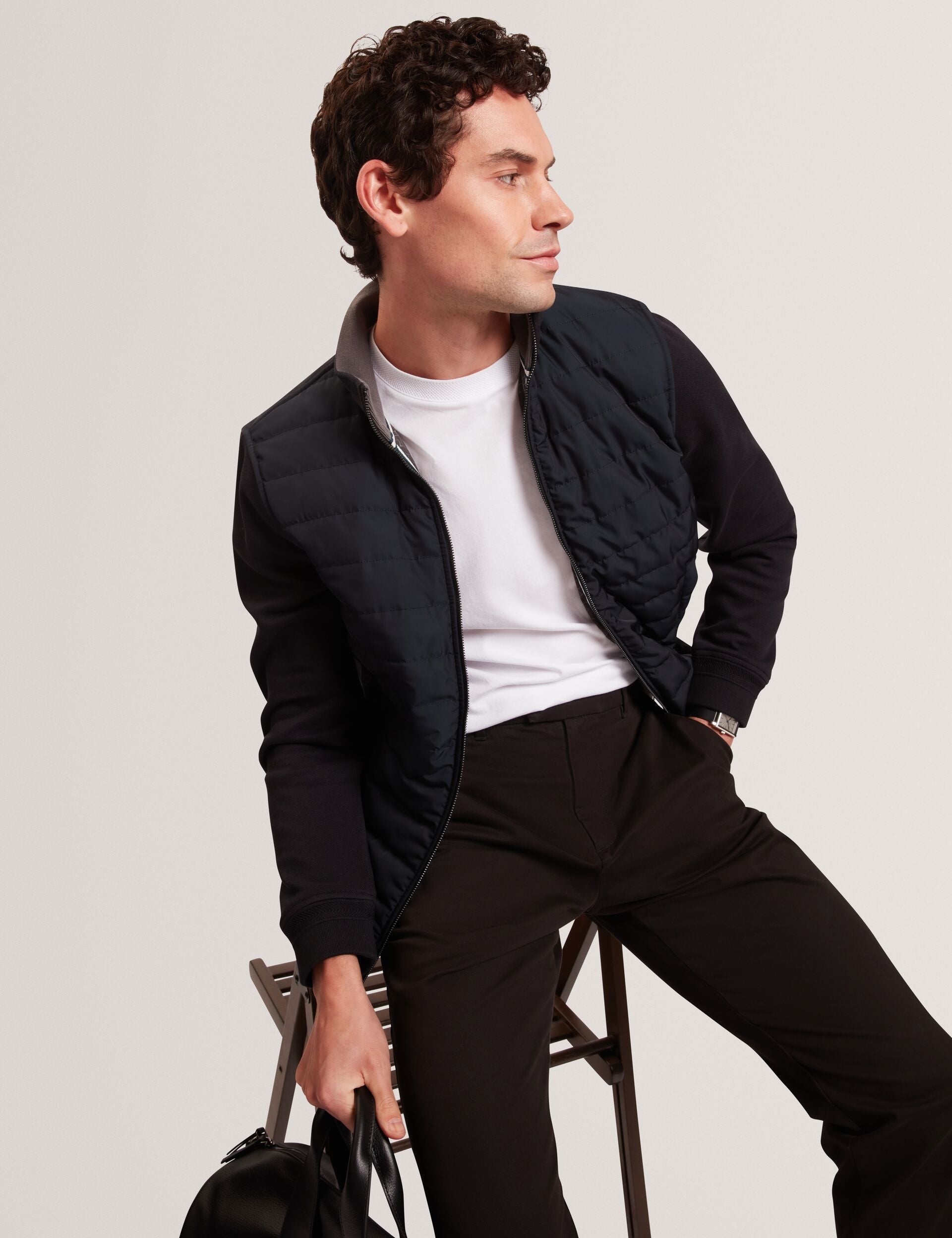 Ted Baker Durano Quilted Front Zipthrough Knit Jacket