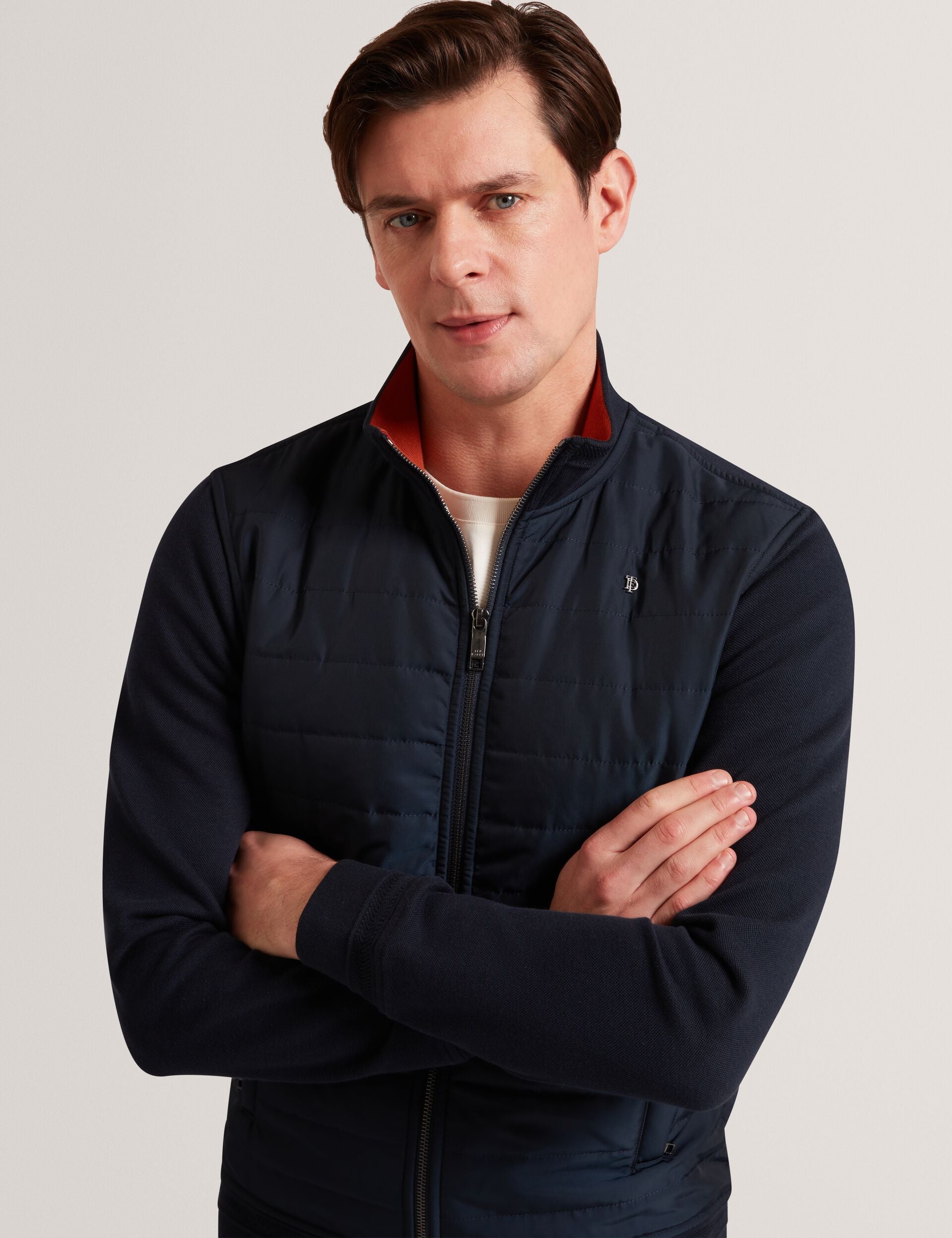 Ted Baker Durano Quilted Front Zipthrough Knit Jacket