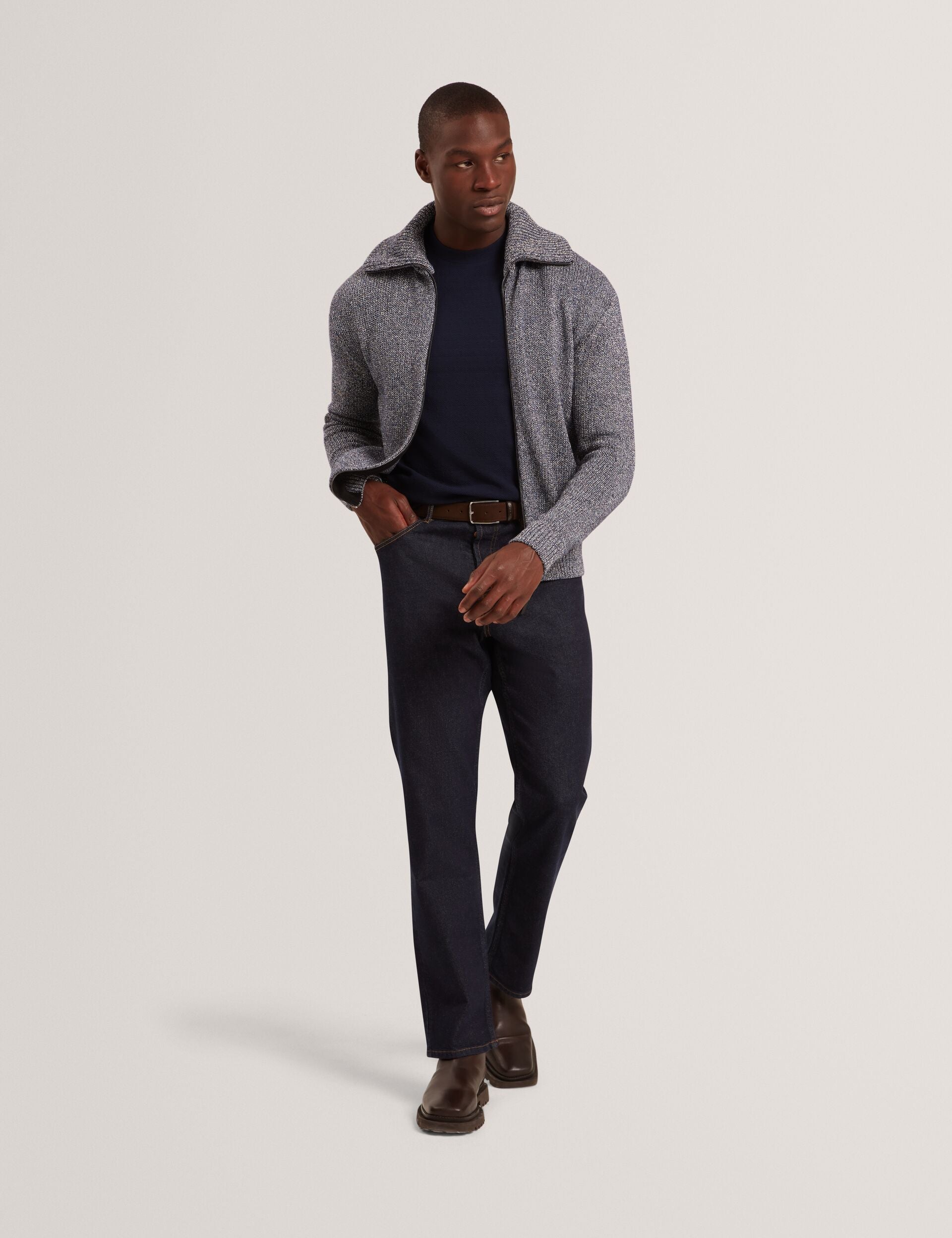 Ted Baker Varink Twisted Yarn Knit Zipthrough Jumper