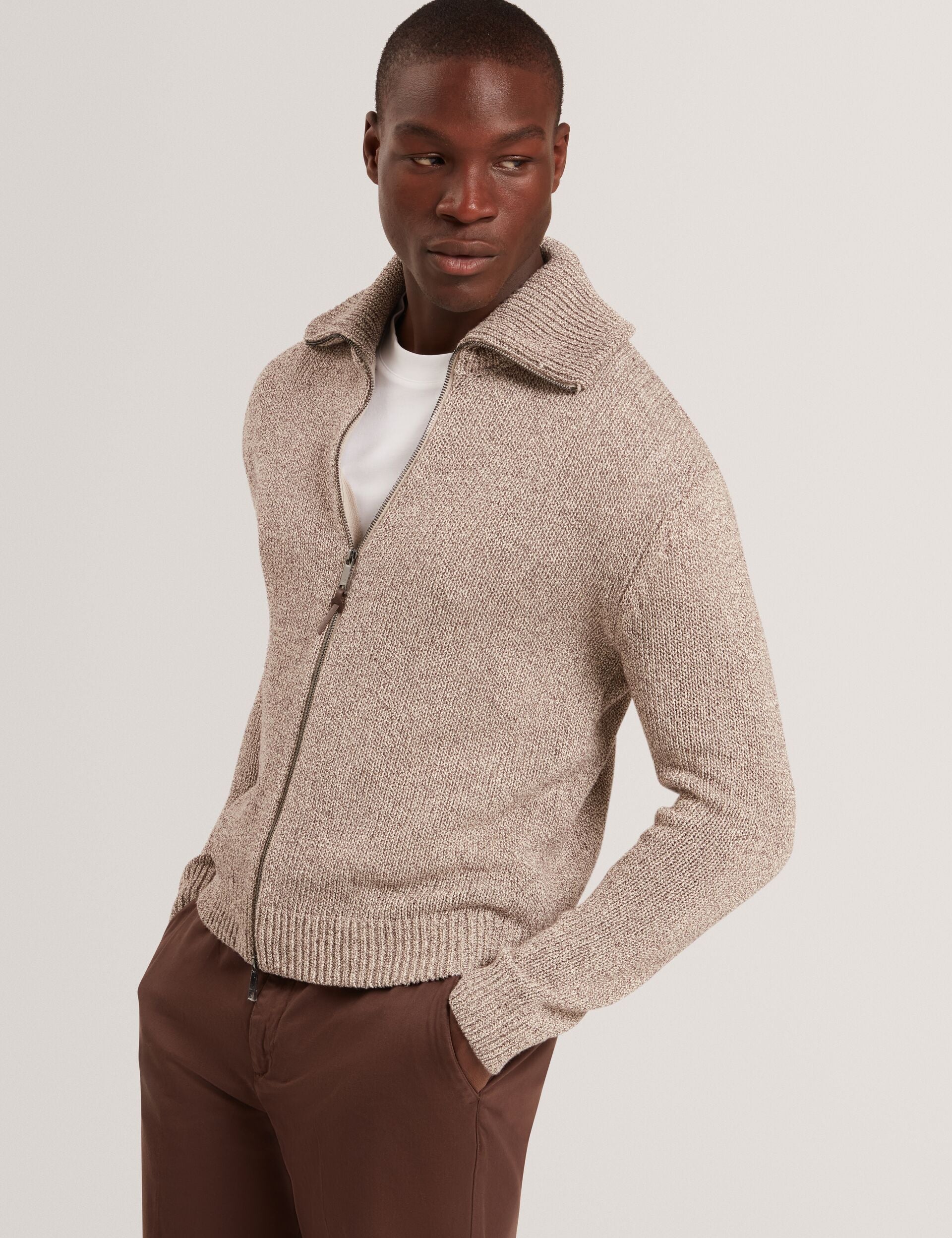 Ted Baker Varink Twisted Yarn Knit Zipthrough Jumper
