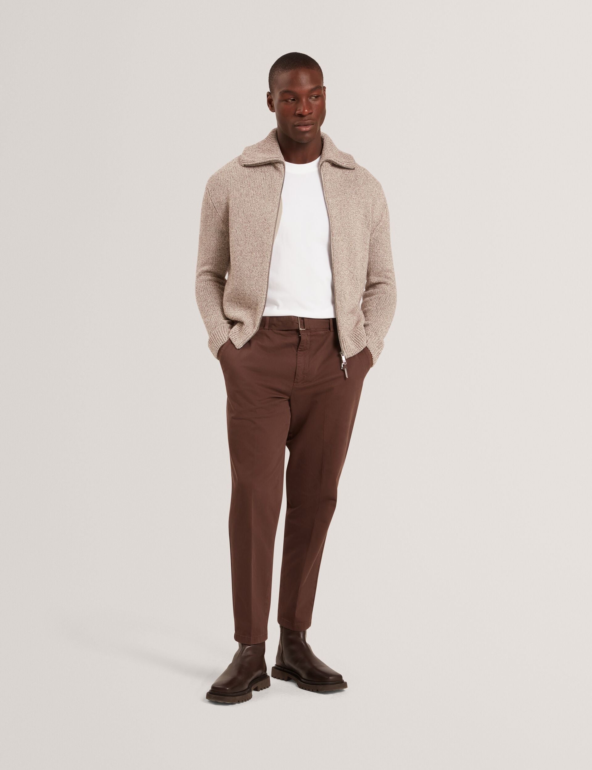 Ted Baker Varink Twisted Yarn Knit Zipthrough Jumper