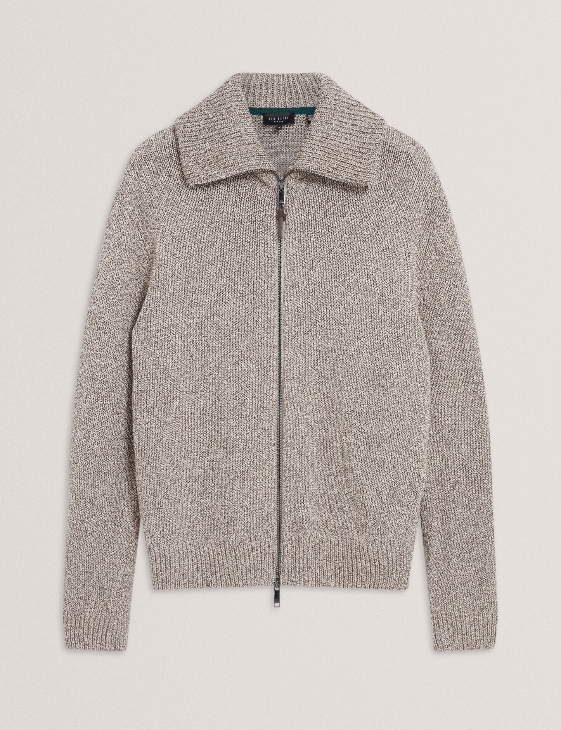 Ted Baker Varink Twisted Yarn Knit Zipthrough Jumper