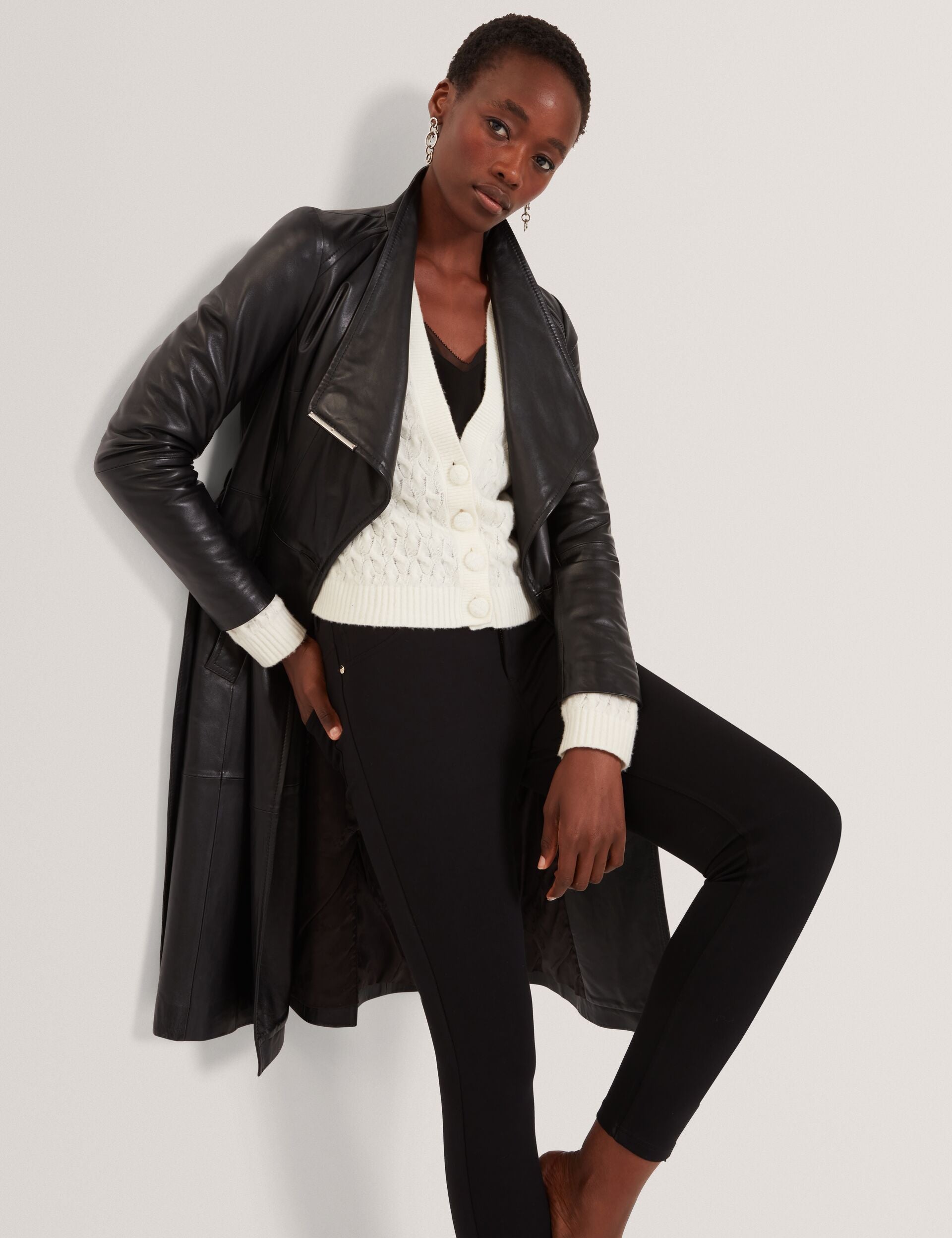 Ted Baker Rosmia Leather Belted Midi Wrap Coat Women's