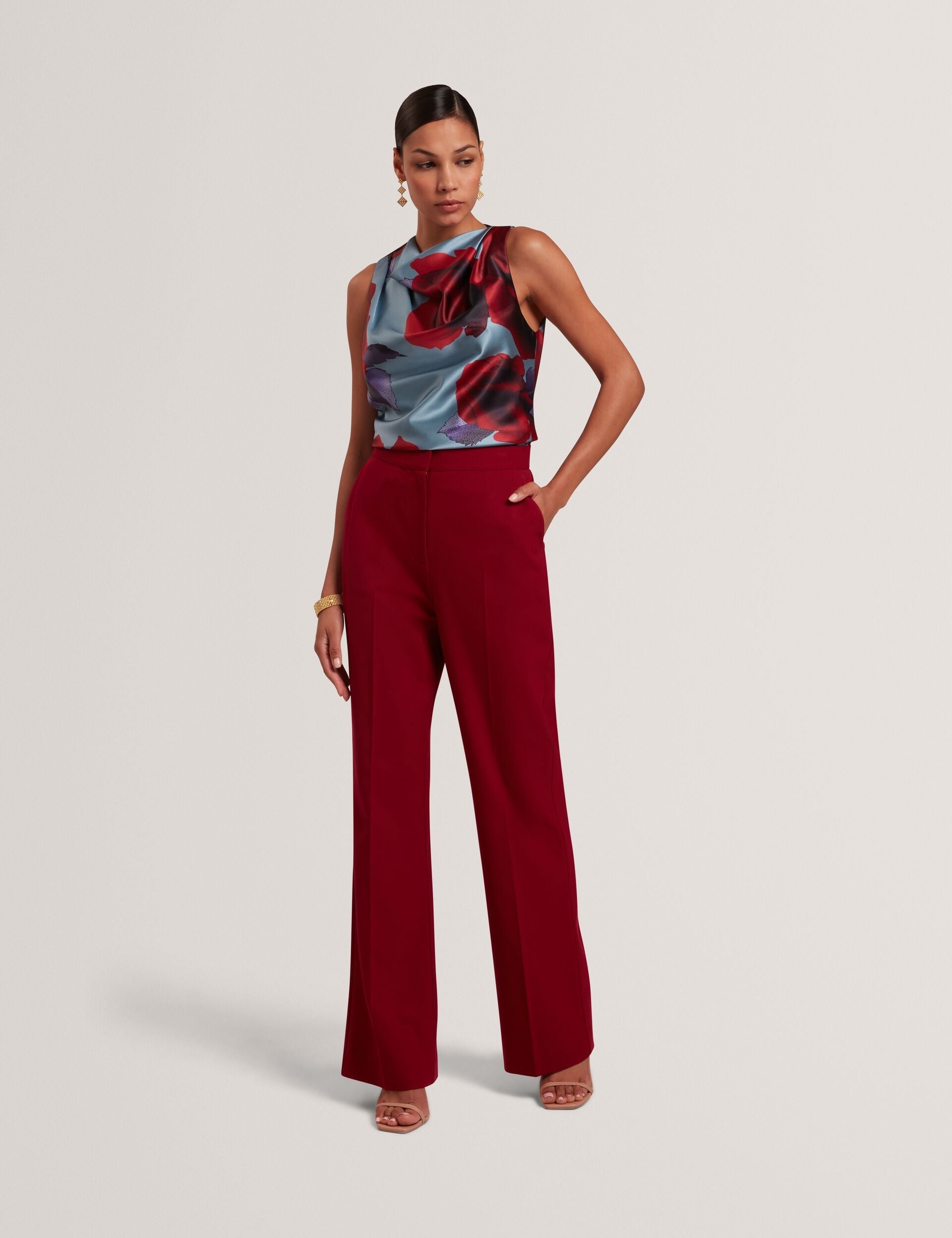 Ted Baker Lymat Tailored Flared Wool Blend Trousers Women's