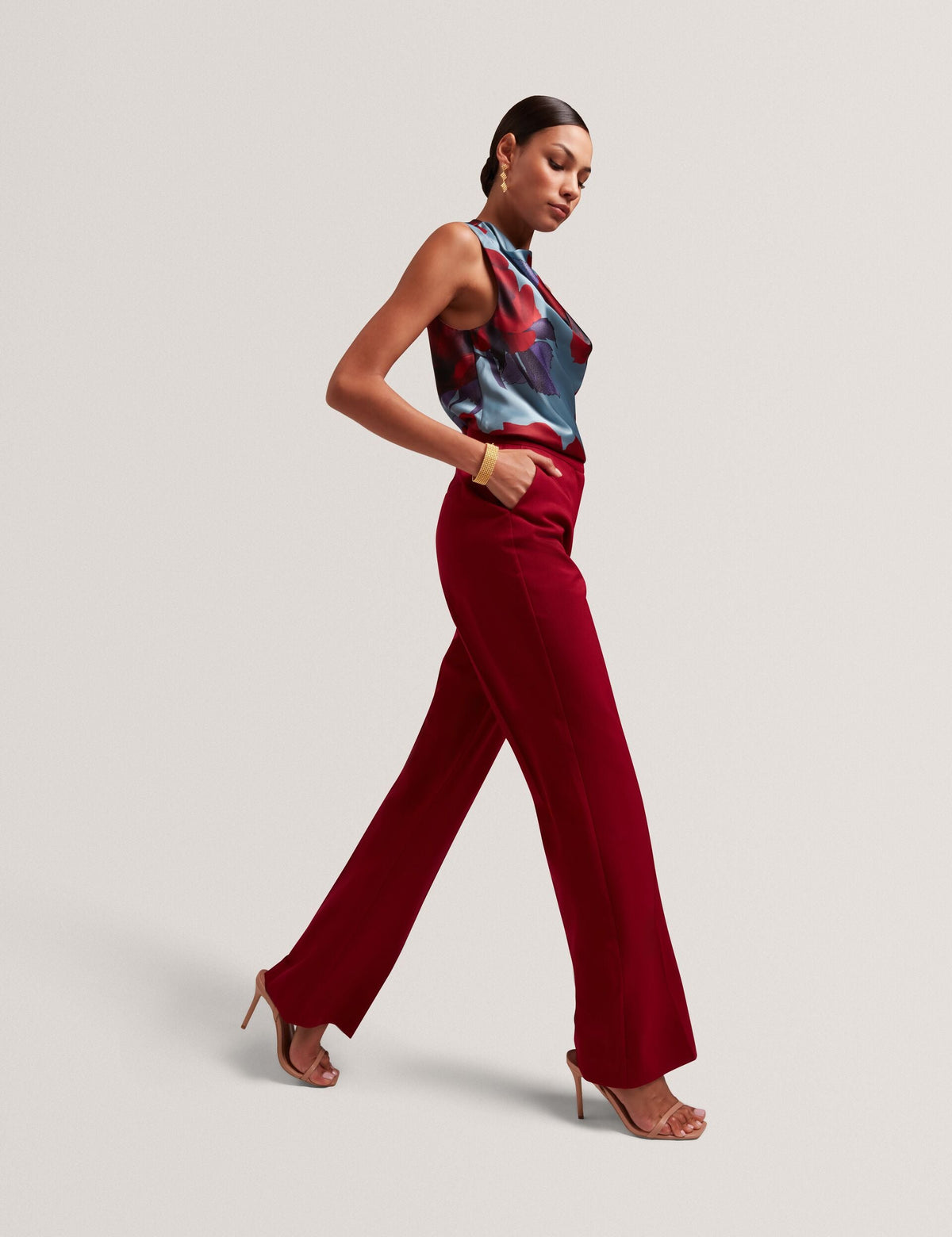 Ted Baker Lymat Tailored Flared Wool Blend Trousers Women's