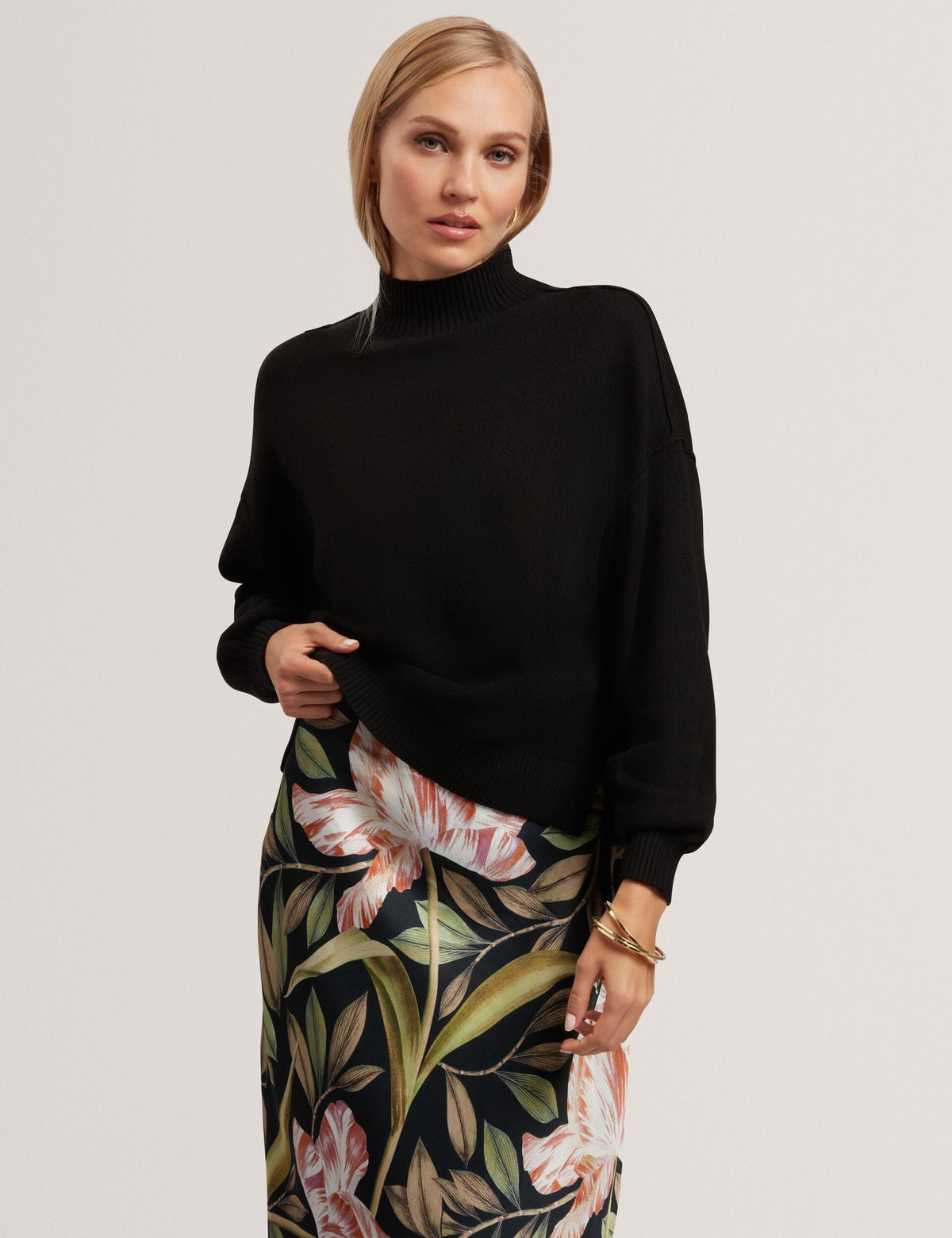 Ted Baker Bergnia 2In1 Printed Satin Slip Dress With Knit Jumper Women's