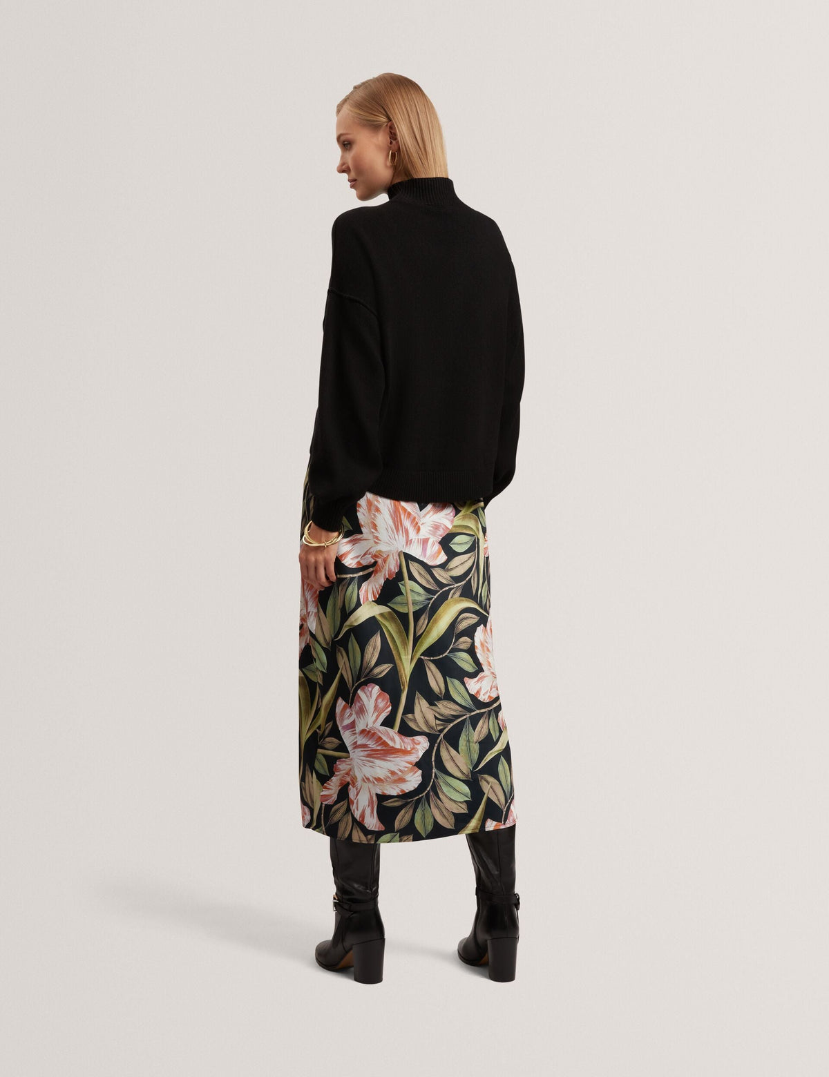 Ted Baker Bergnia 2In1 Printed Satin Slip Dress With Knit Jumper Women's