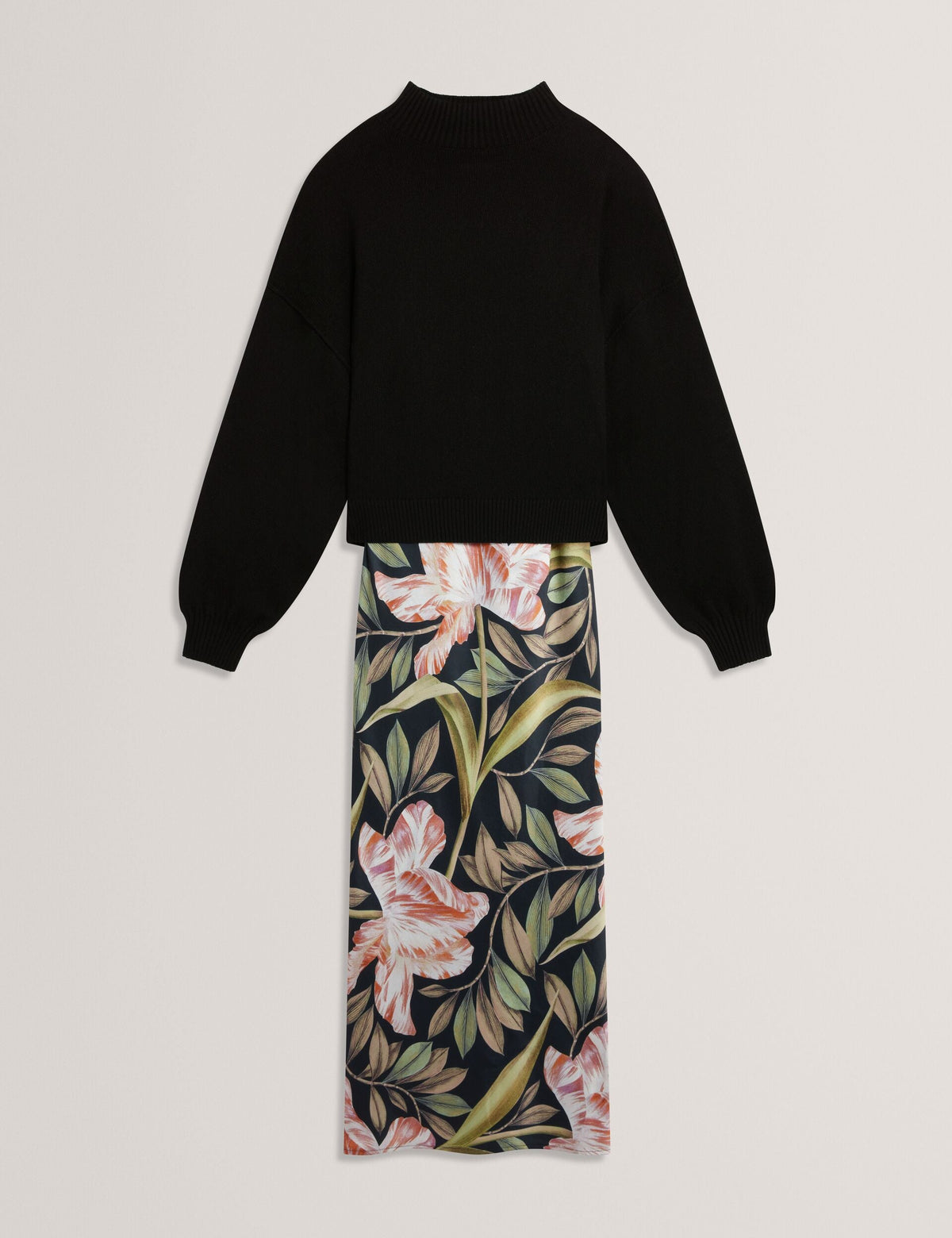 Ted Baker Bergnia 2In1 Printed Satin Slip Dress With Knit Jumper Women's