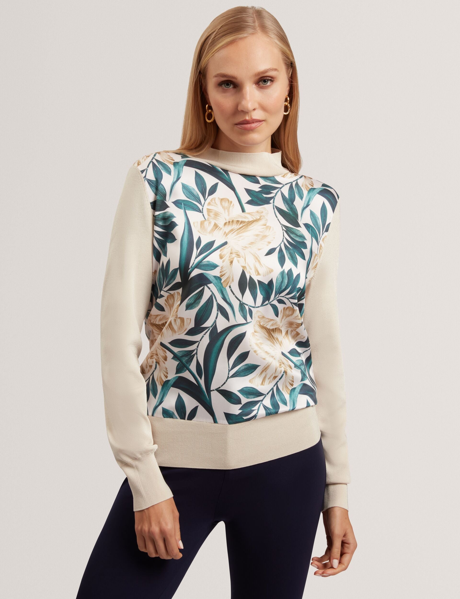 Ted Baker Merrni Tulip Print Front Long Sleeve Knit Top Women's