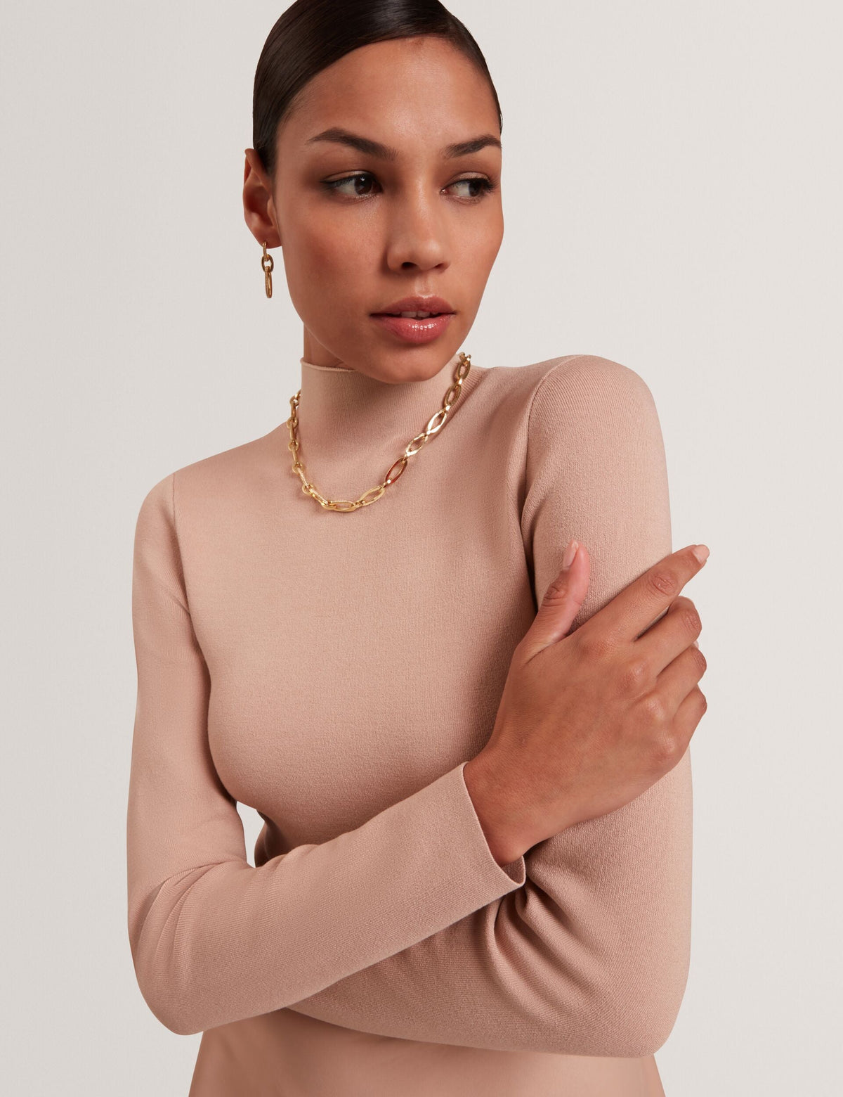 Ted Baker Allmie High Neck Knit Faux Leather Midi Dress Women's