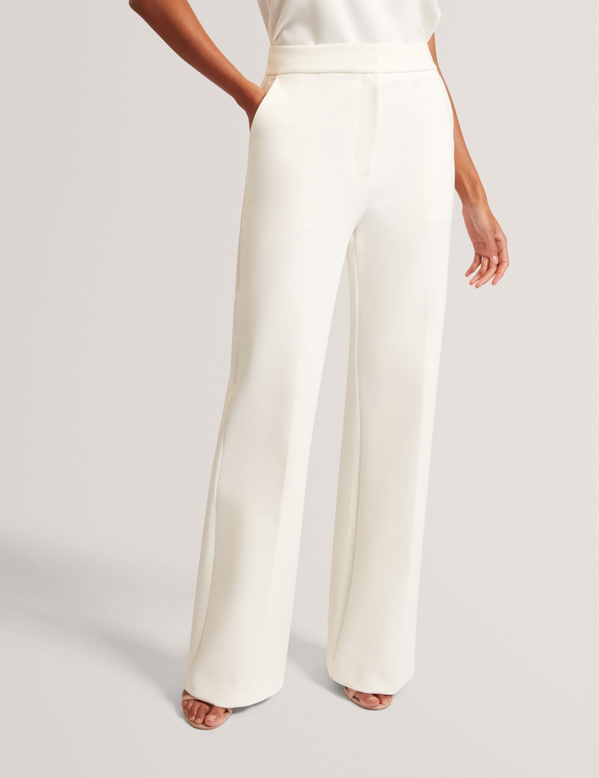 Ted Baker Indriv Tailored High Waisted Flared Trousers In Ivory Women's