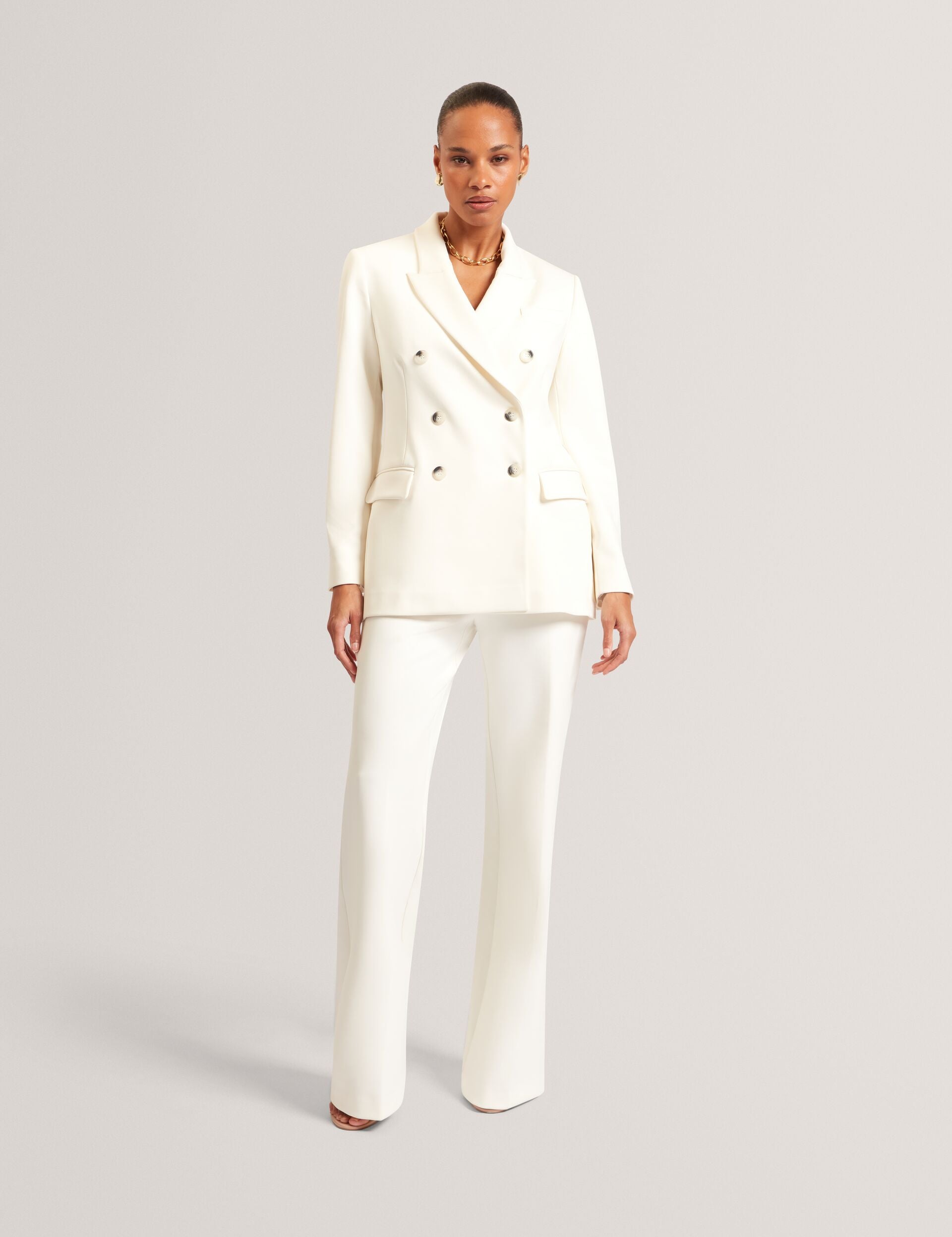 Ted Baker Indriv Tailored High Waisted Flared Trousers In Ivory Women's
