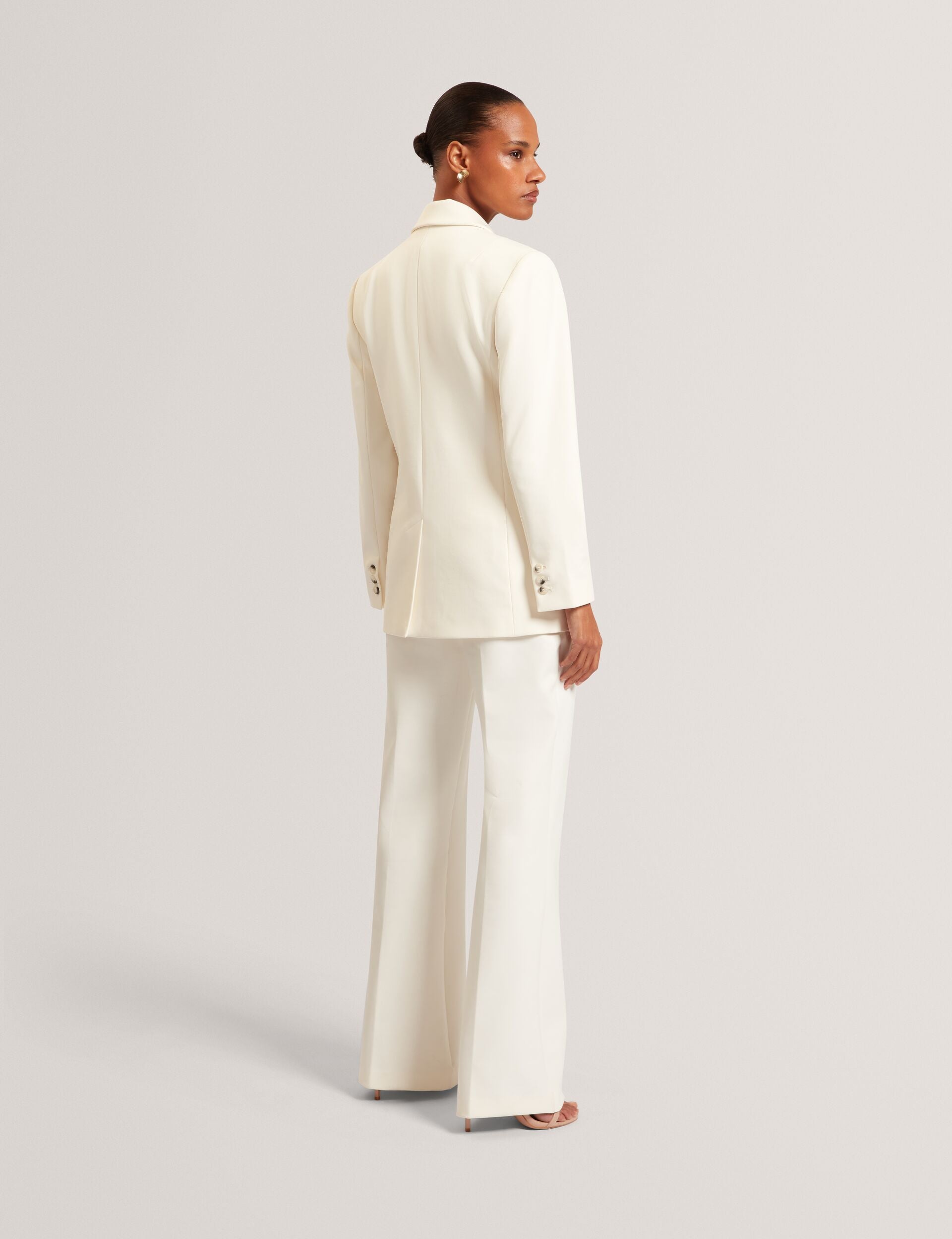 Ted Baker Indriv Tailored High Waisted Flared Trousers In Ivory Women's