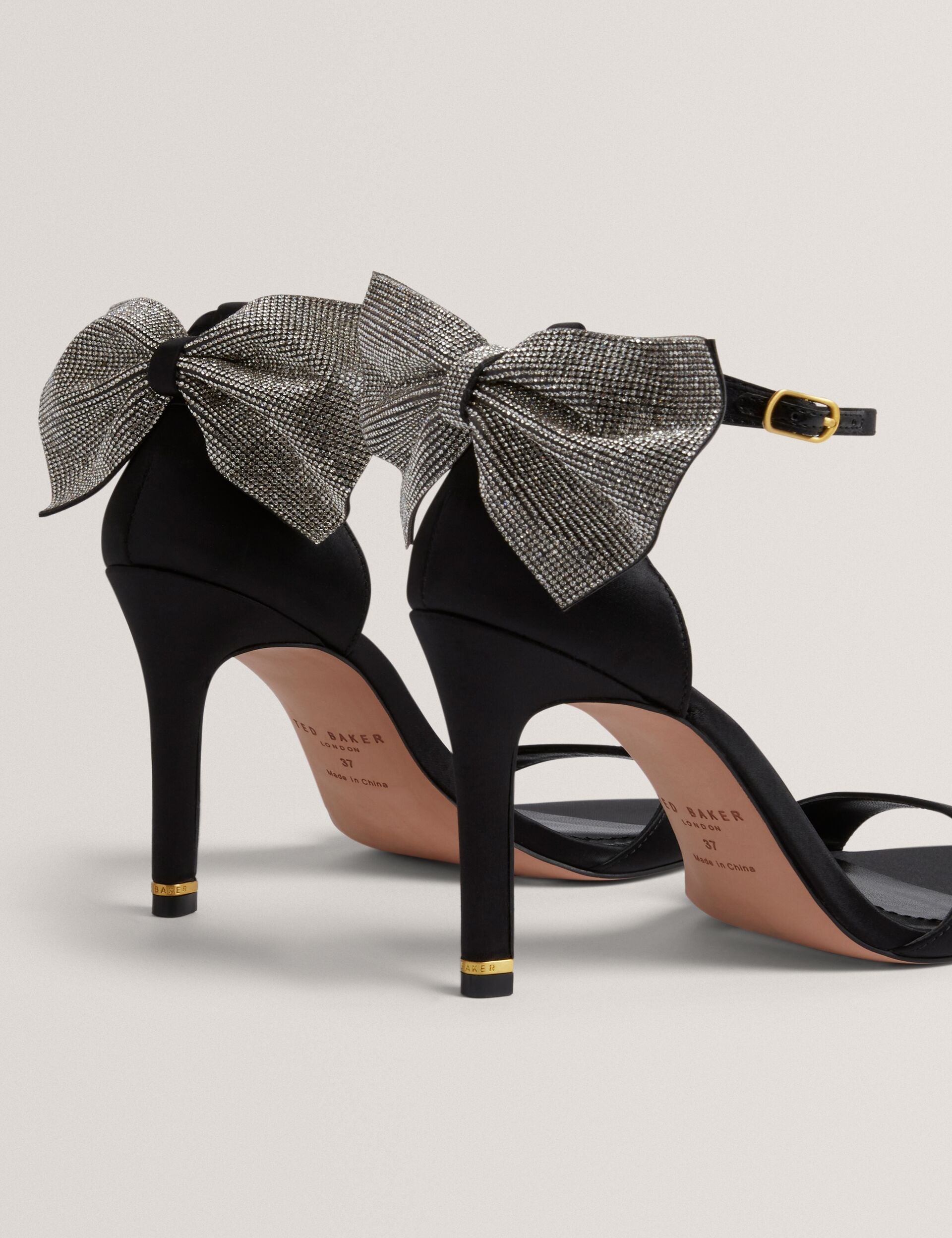 Ted Baker Criissy Rhinestone Bow Satin Stiletto Sandals Women's