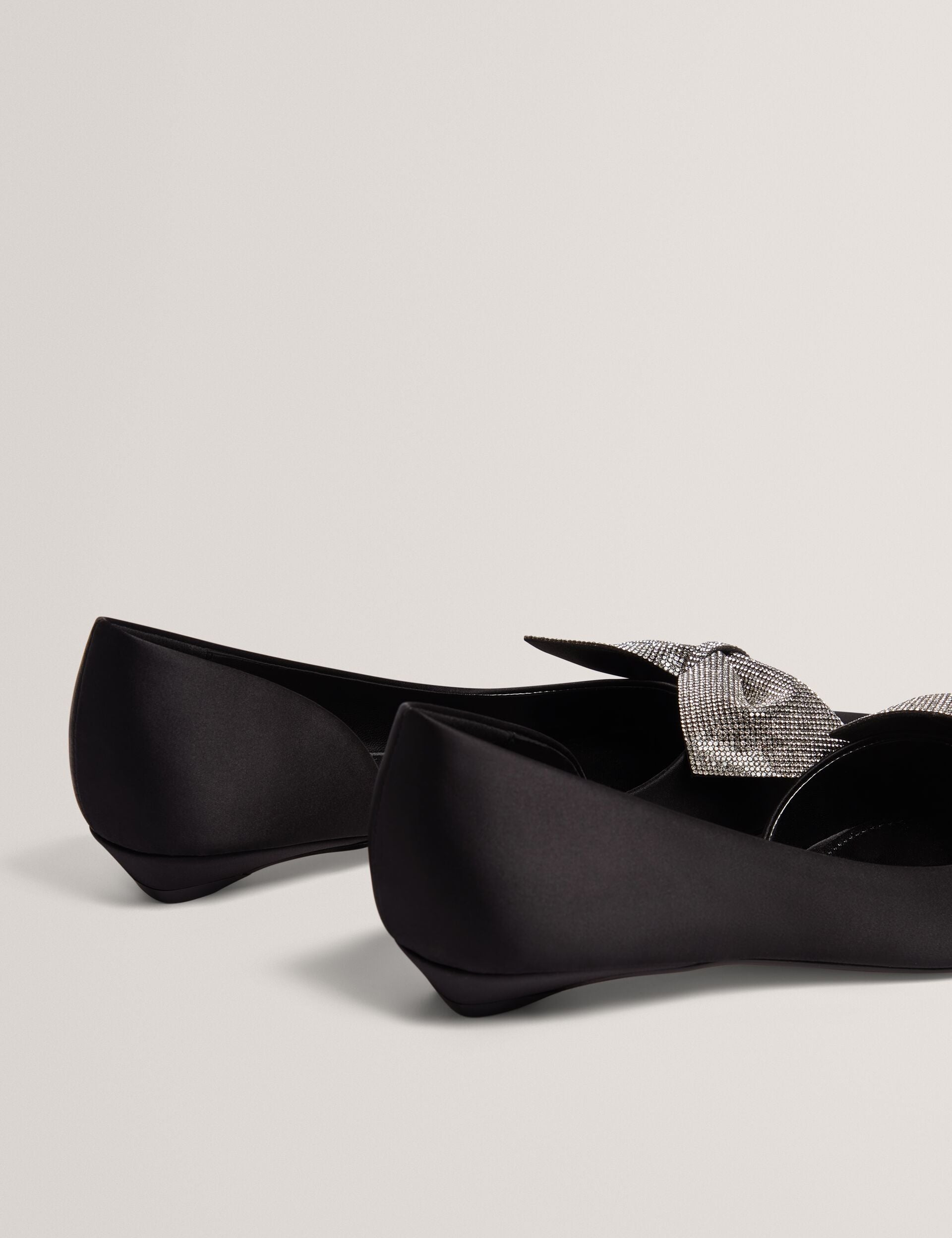 Ted Baker Crissly Rhinestone Bow Satin Pointed Kitten Heels Women's