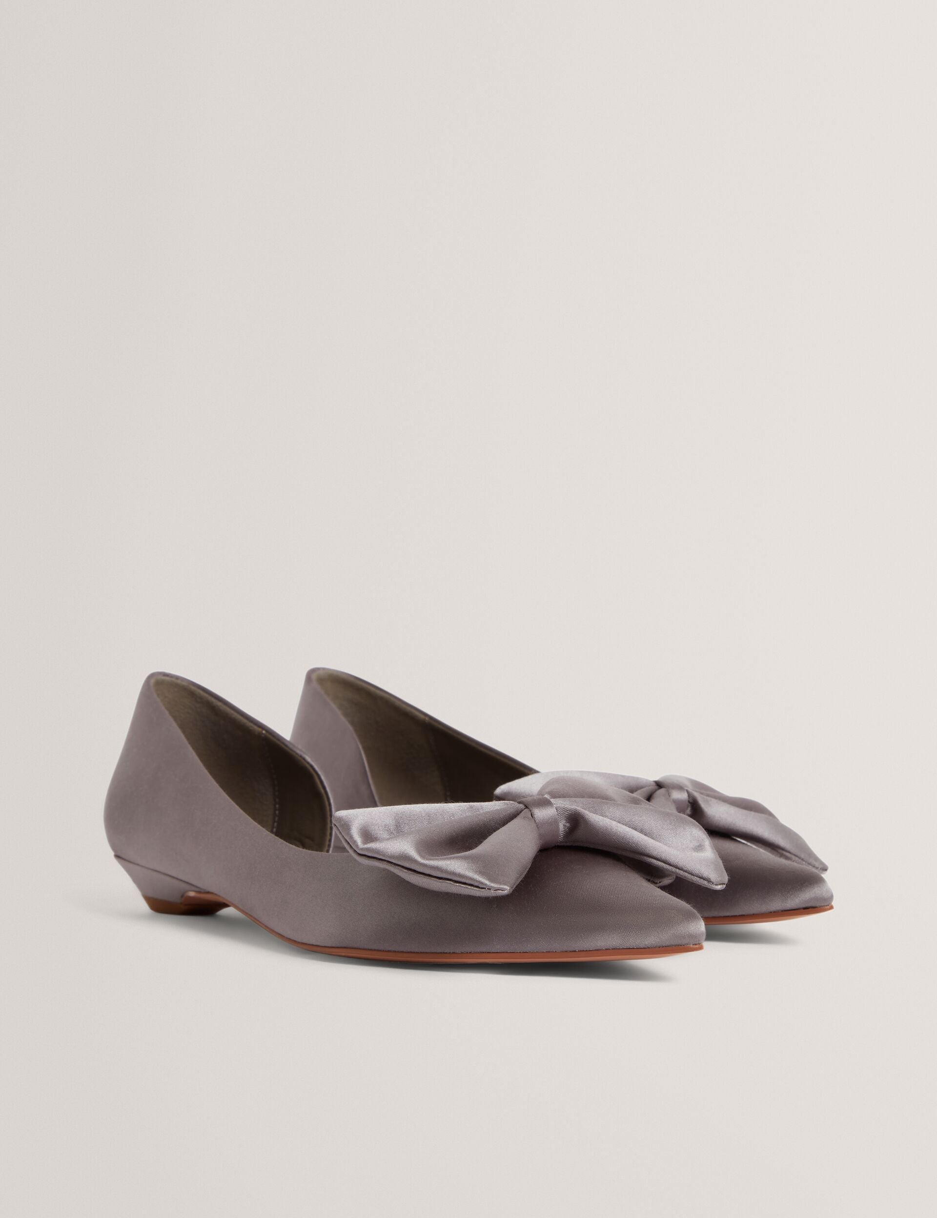Ted Baker Soufiya Bow Detail Satin Pointed Kitten Heels Women's